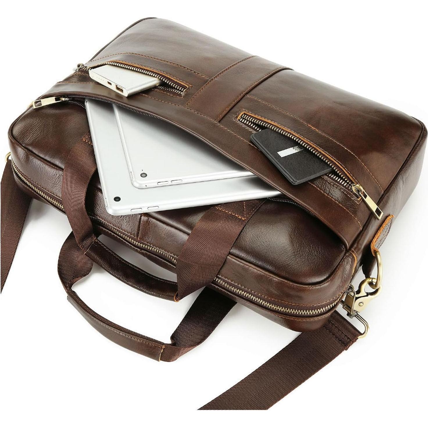 Maletín de Cuero Vintage Marrón 40.6x11.4x30.5cm para Laptop