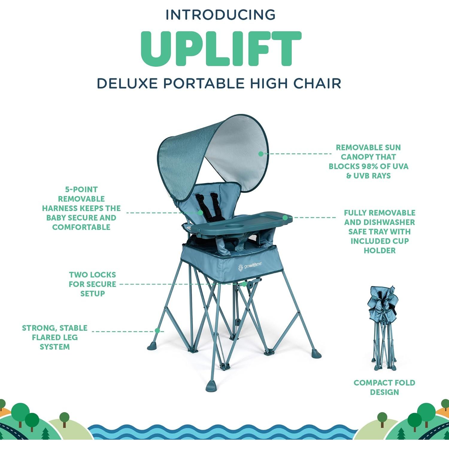 Silla Alta Portátil Baby Delight Ve Conmigo Deluxe Onda Azul