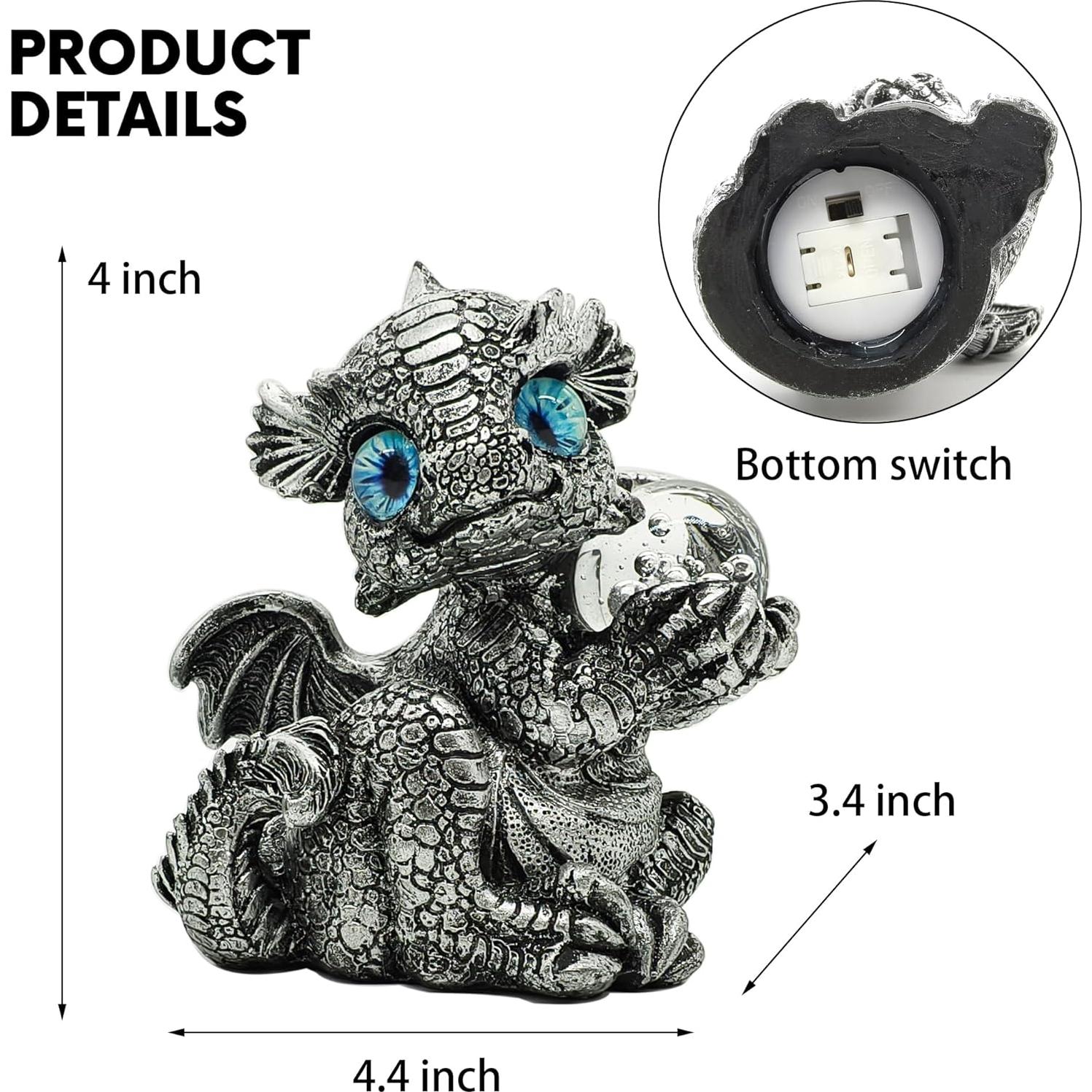 Estatua de Dragón Bebé con Luz LED HMUSNWOL 10.2 cm