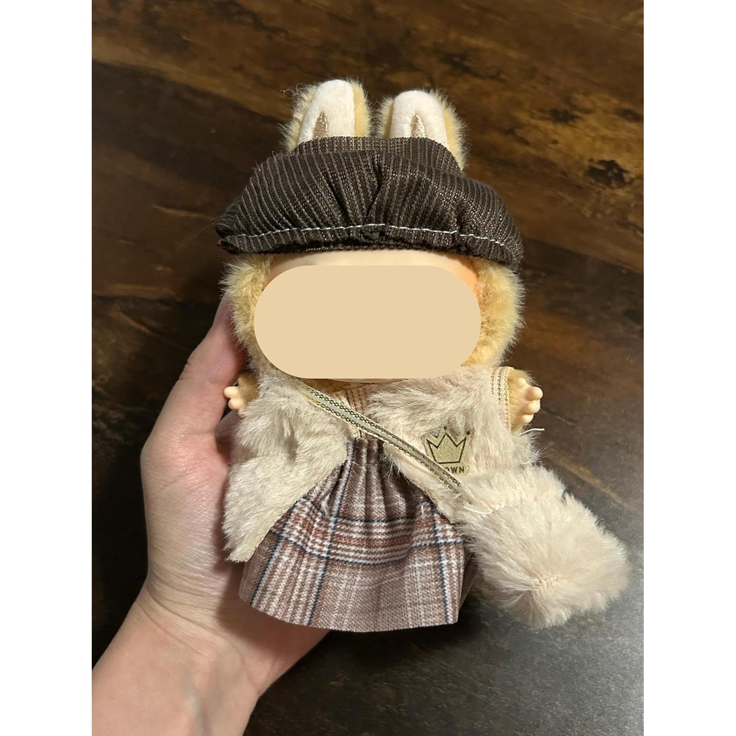 Conjunto de Ropa Elegante para Muñeca Labubu 17cm Beige