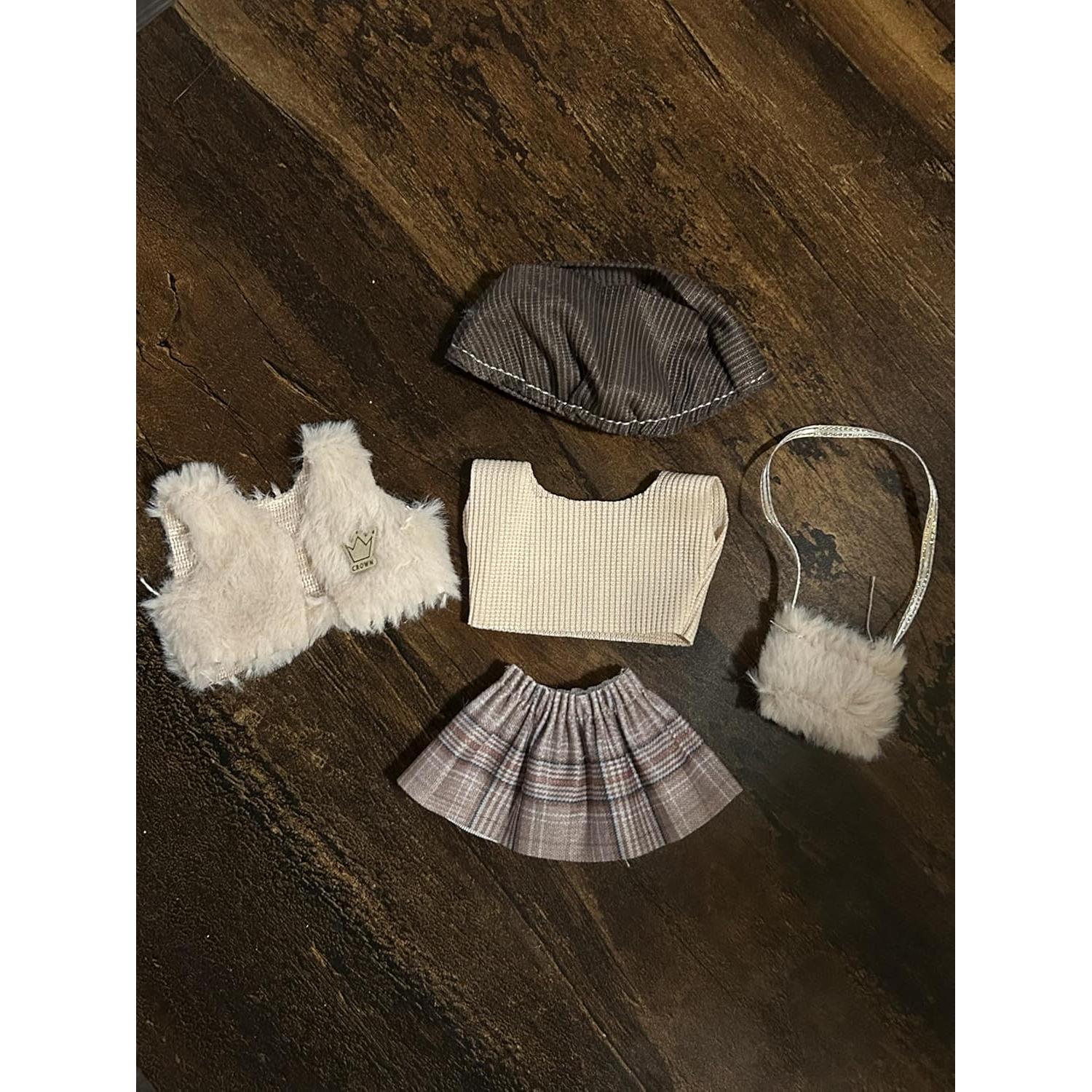 Conjunto de Ropa Elegante para Muñeca Labubu 17cm Beige