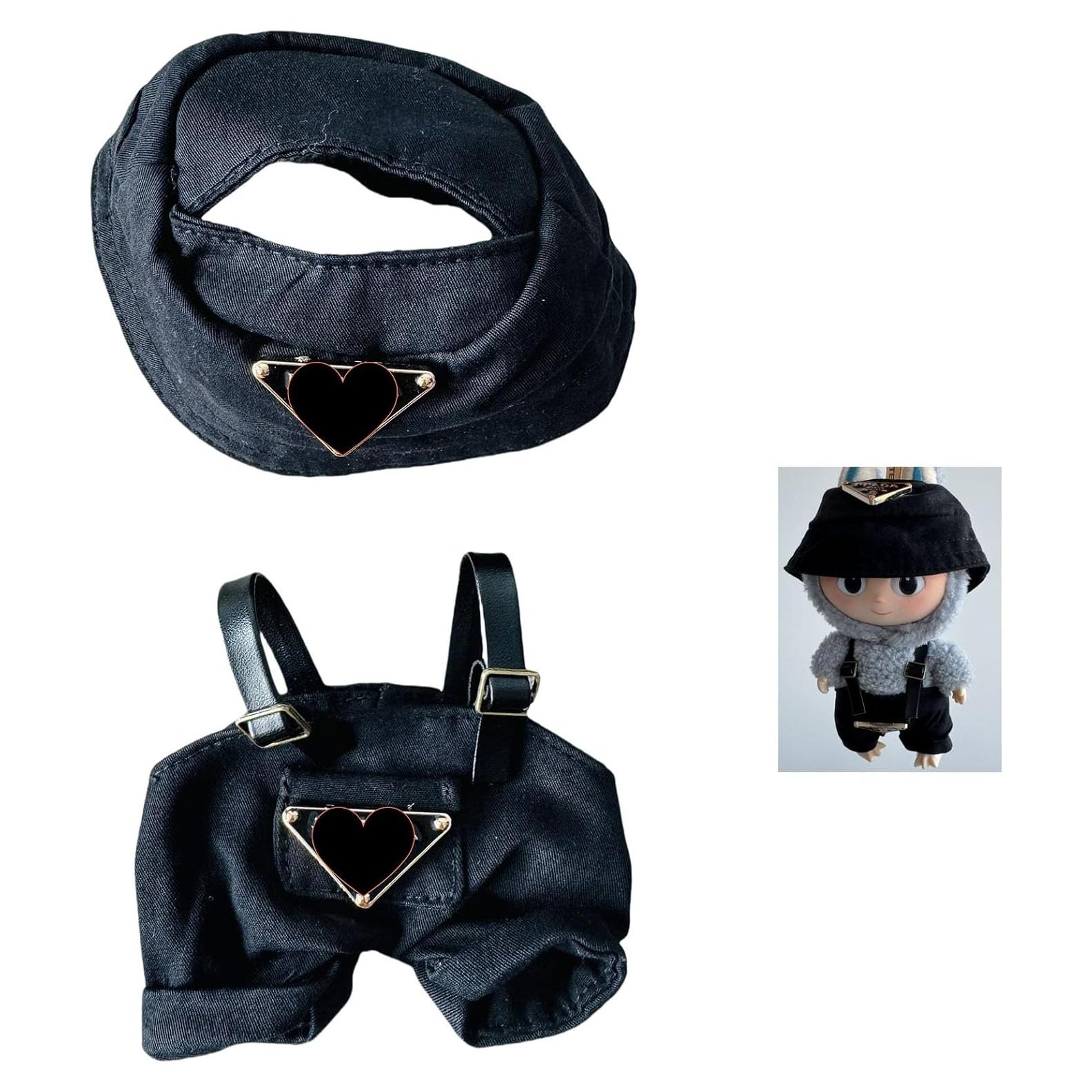 Conjunto de Ropa para Muñeca 17cm LABUBU Overoles Negros