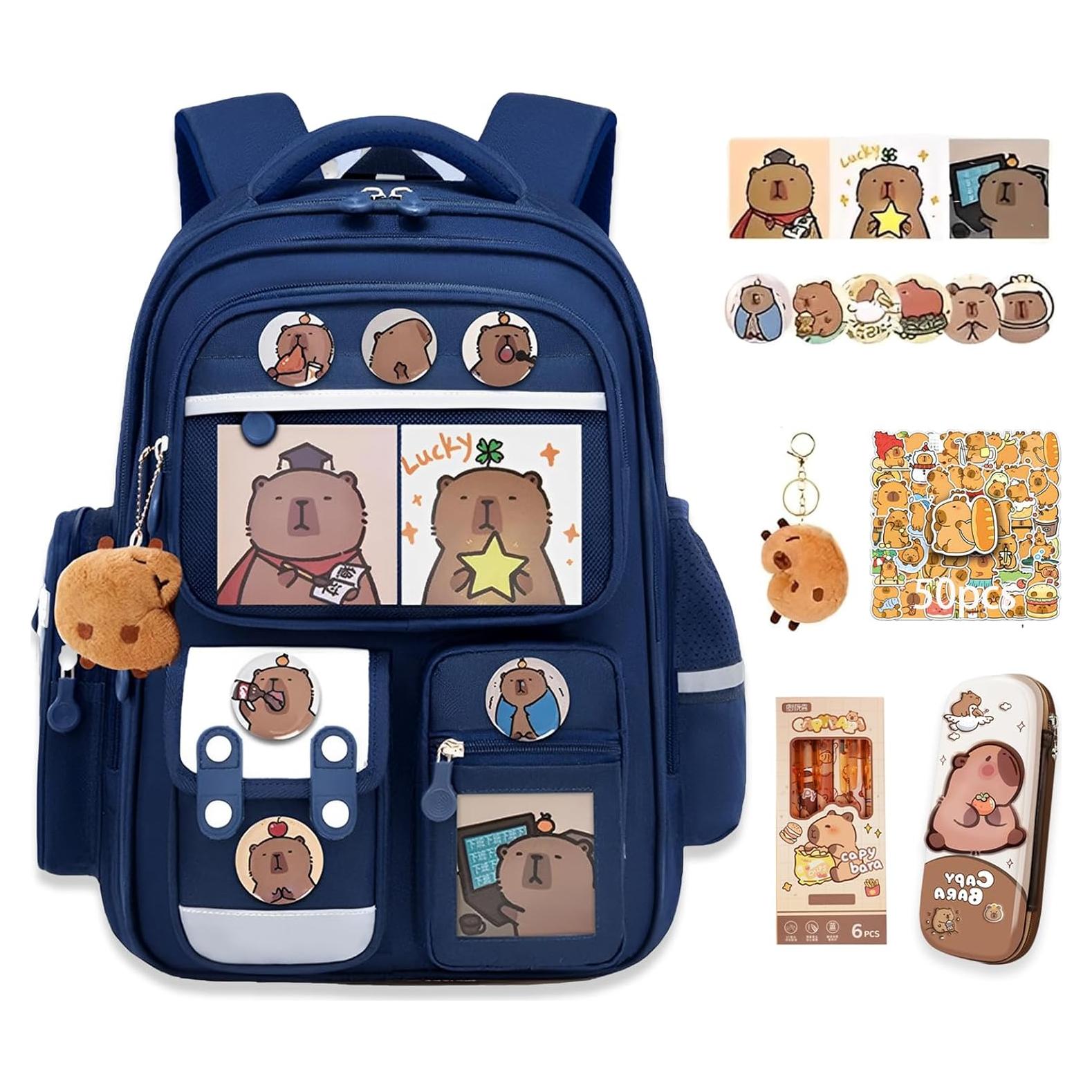 Mochila Impermeable Kawaii SJIE Capibara 25.4x12.7cm 600cl