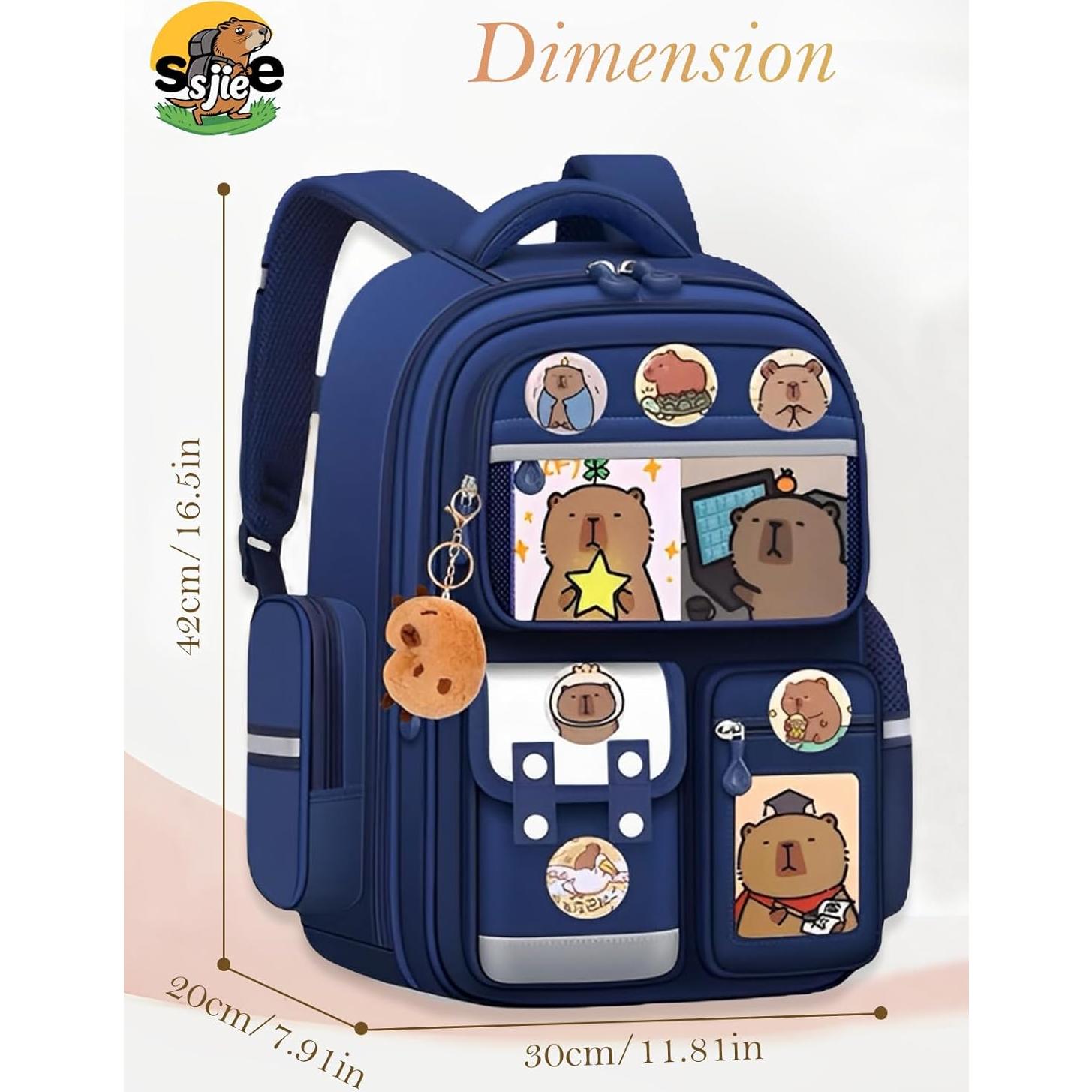 Mochila Impermeable Kawaii SJIE Capibara 25.4x12.7cm 600cl