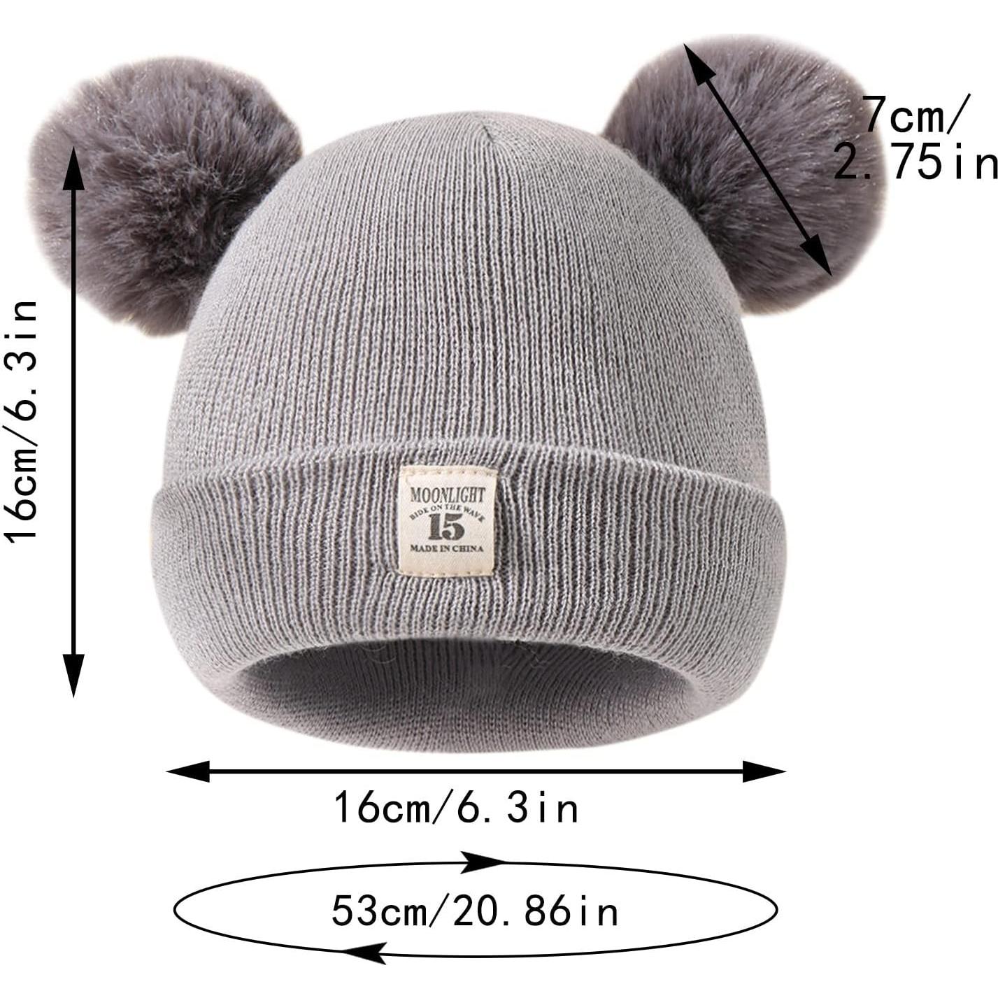 Toddler Boy Winter Beanie Baby Knit Hat Warm Girl Beanie Newborn Cute Bear Pom Hats for Kids