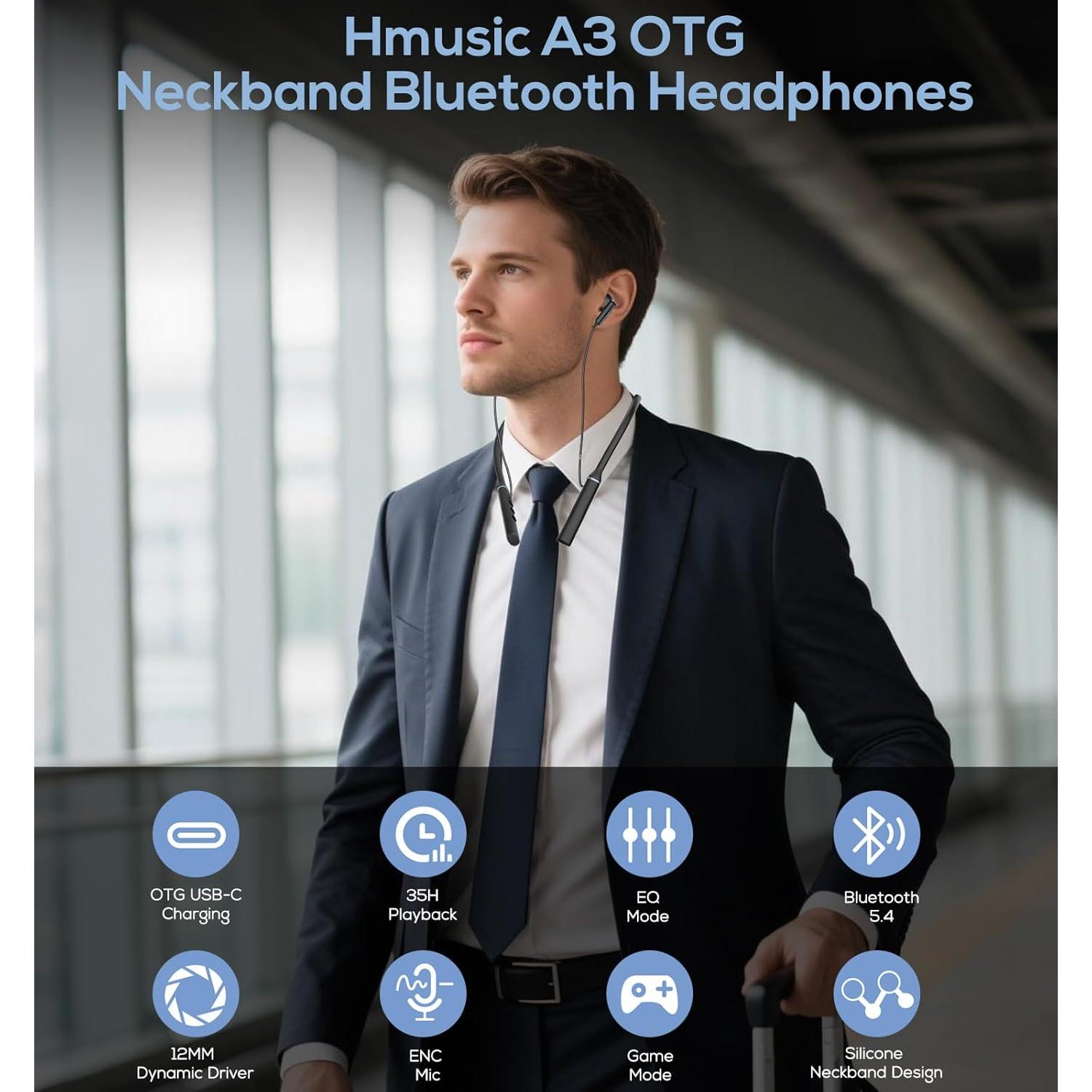 Auriculares Inalámbricos Hmusic A3 Bluetooth 5.4 35H Negro