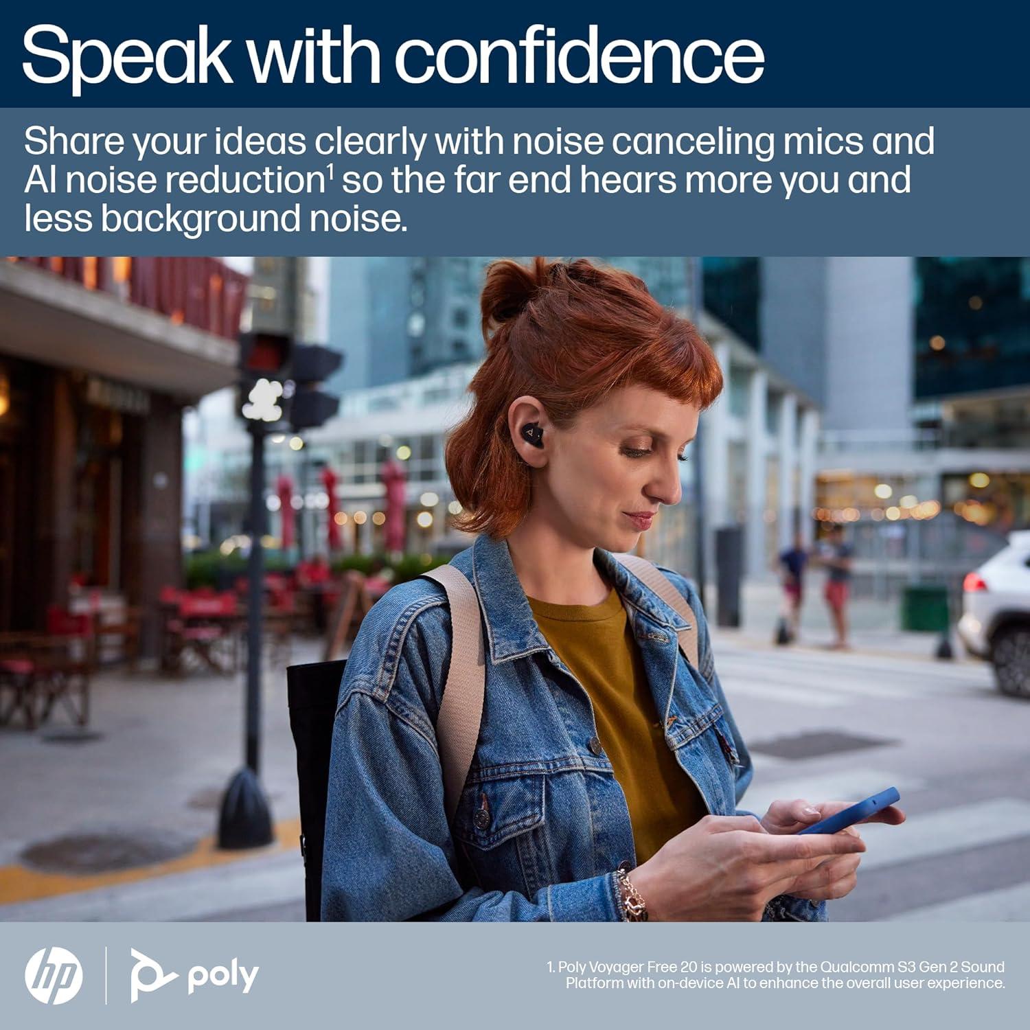 Auriculares Inalámbricos Poly Voyager Free 20 - Negro - ANC, 8h Batería