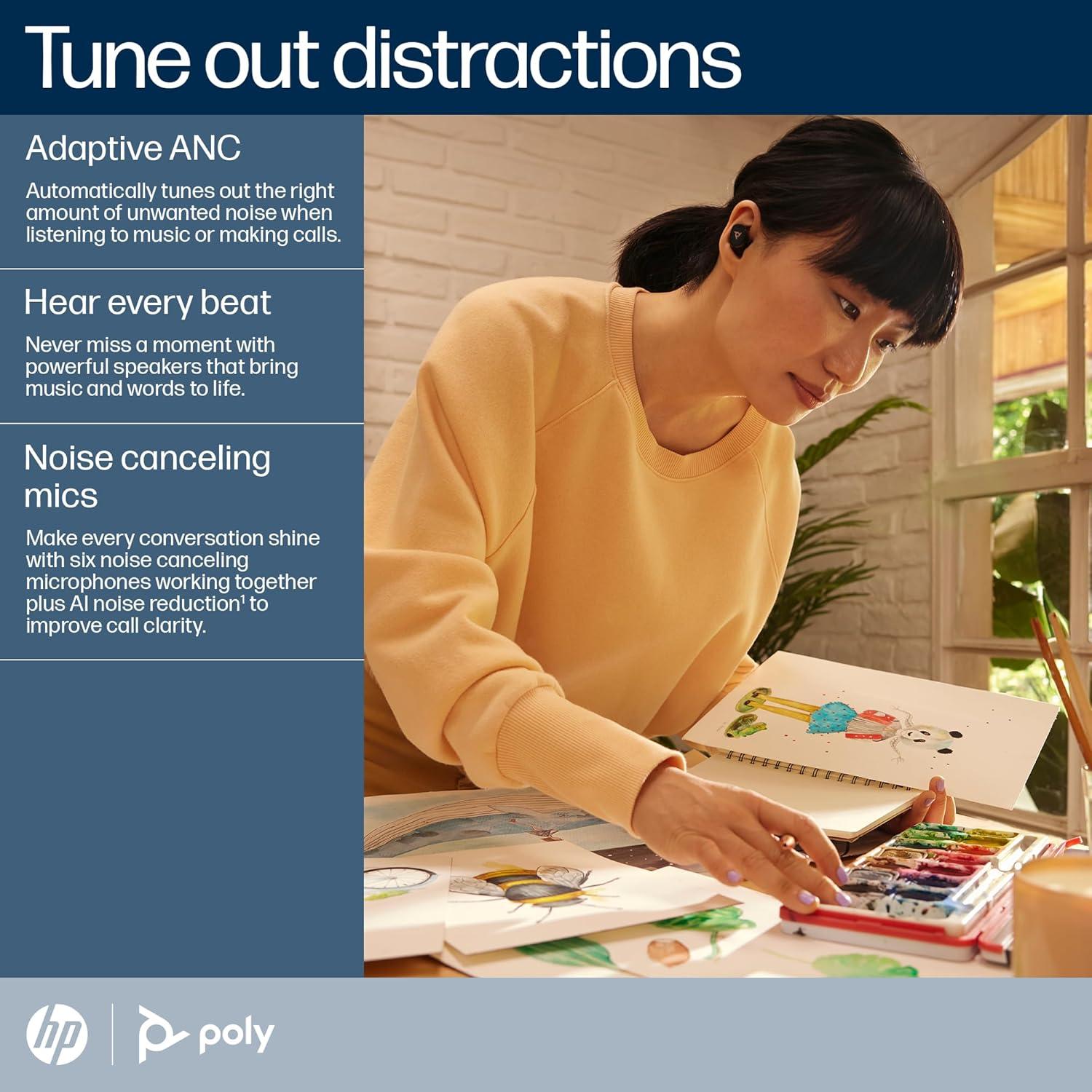 Auriculares Inalámbricos Poly Voyager Free 20 - Negro - ANC, 8h Batería