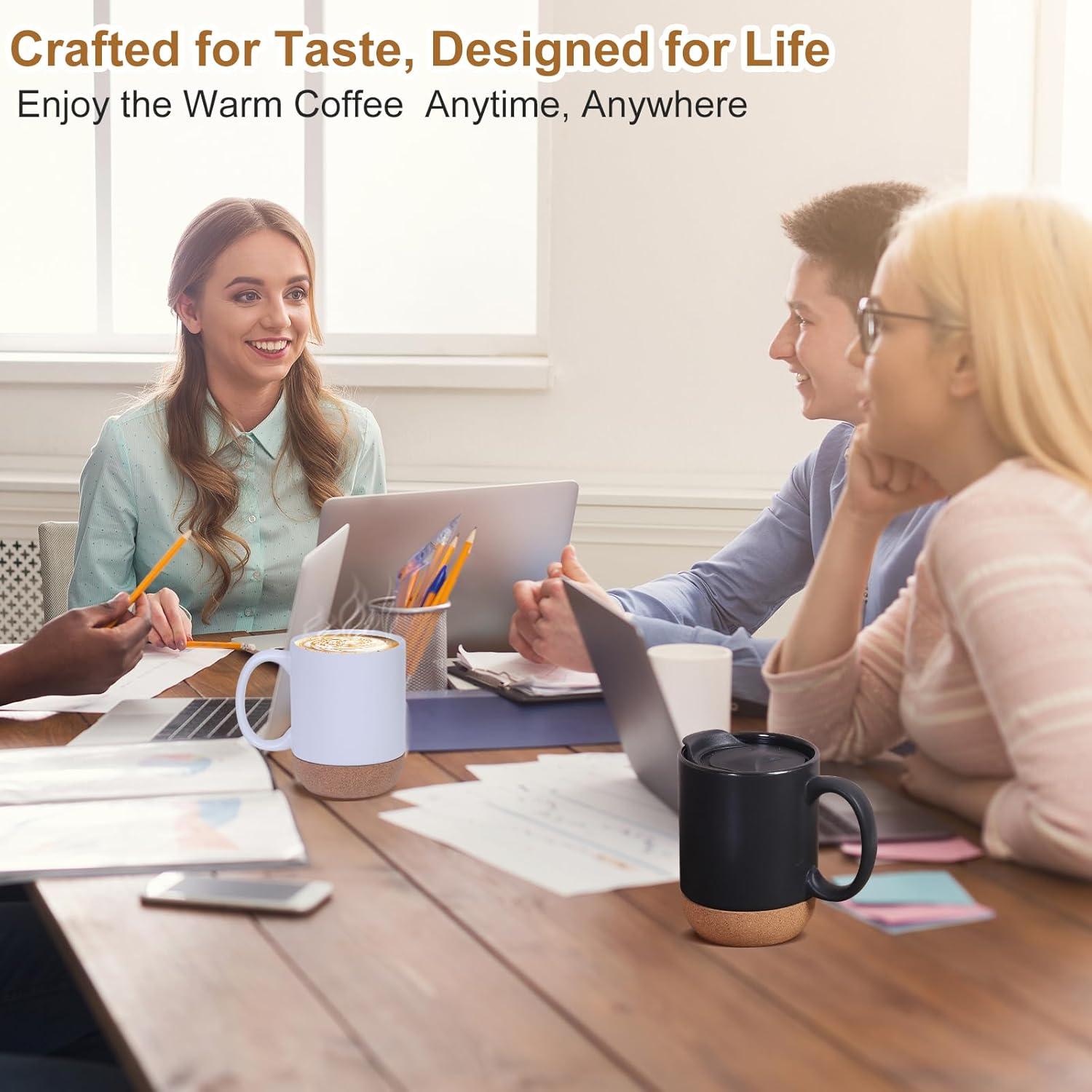 Calentador de Taza Eléctrico Felibeaco con Taza Cerámica 15oz