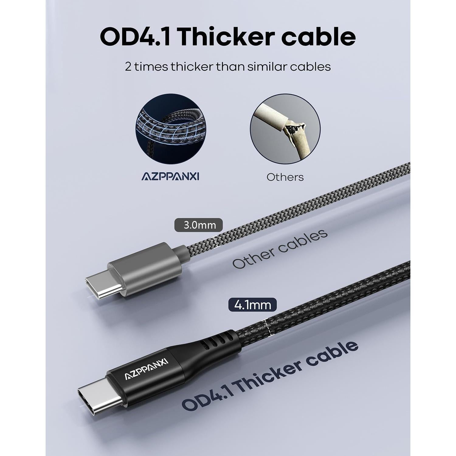 Cable USB C a USB C AZPPANXI 4.57m Carga Rápida 60W Nylon