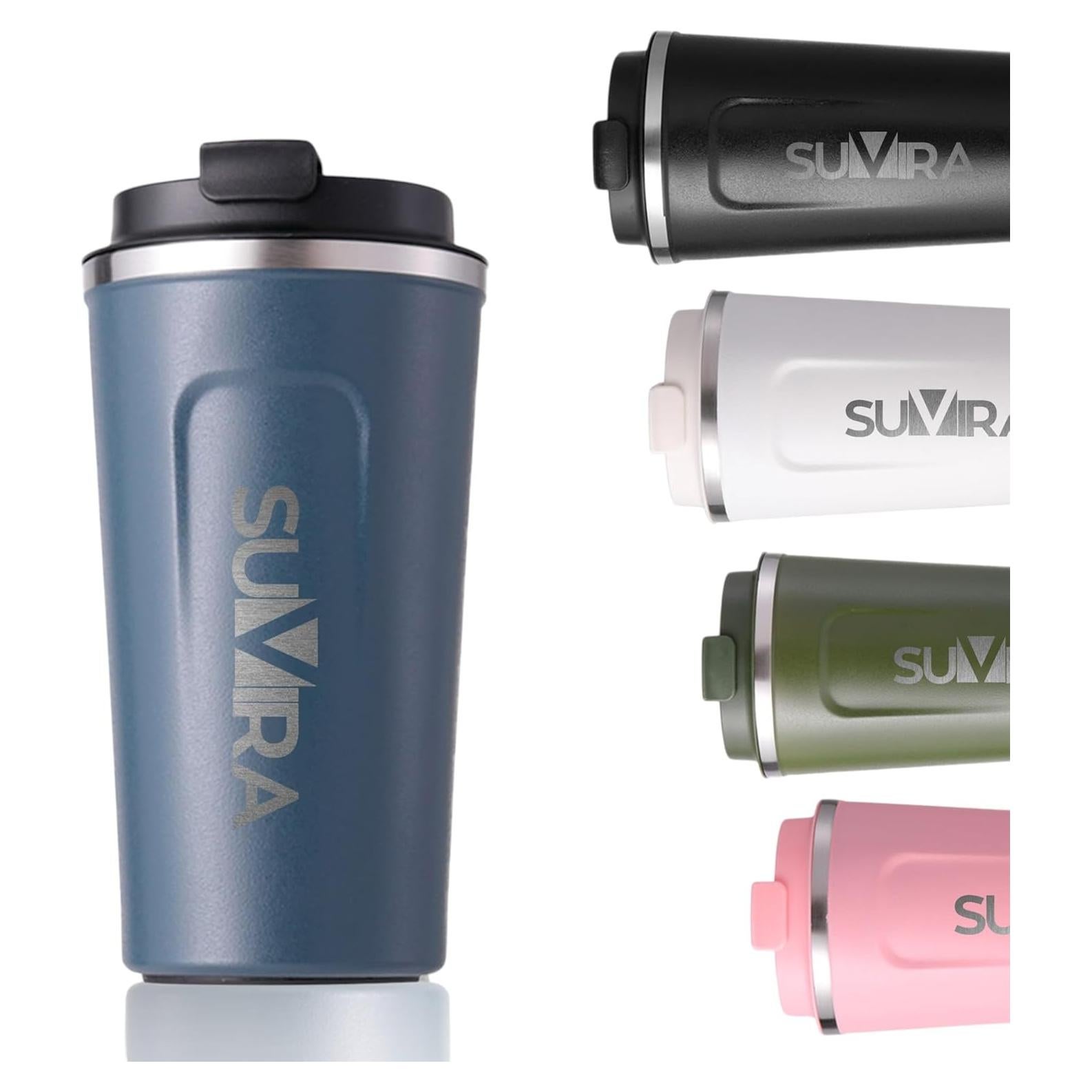 Taza de Café Inteligente SUVIRA 0.5L Acero Inoxidable Azul