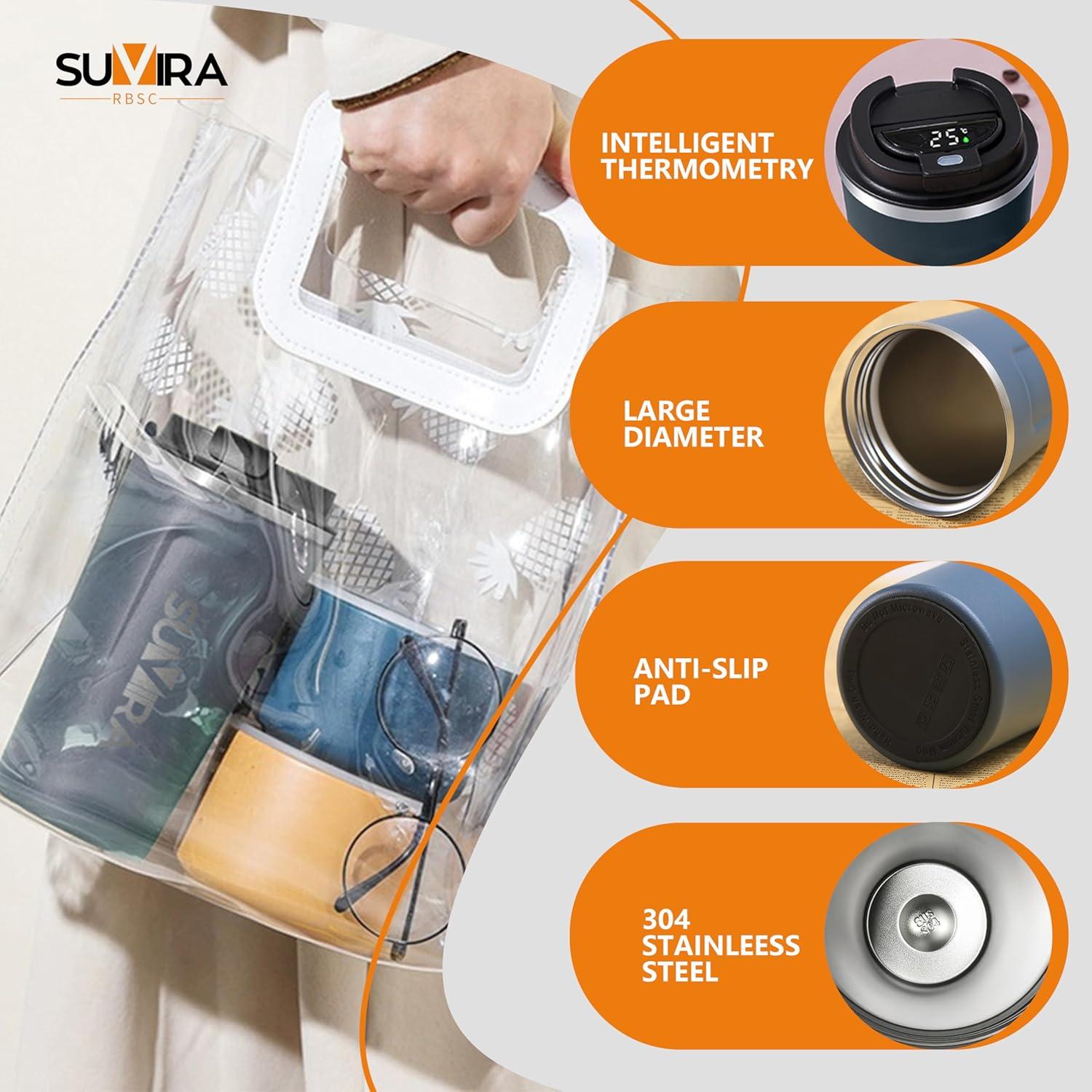 Taza de Café Inteligente SUVIRA 0.5L Acero Inoxidable Azul