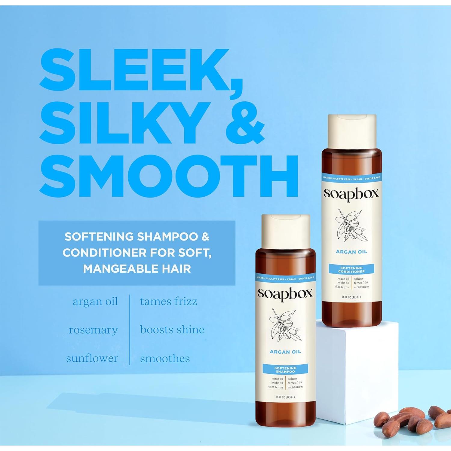 Champú y Acondicionador Vegano Soapbox Aceite de Argan 2x473ml