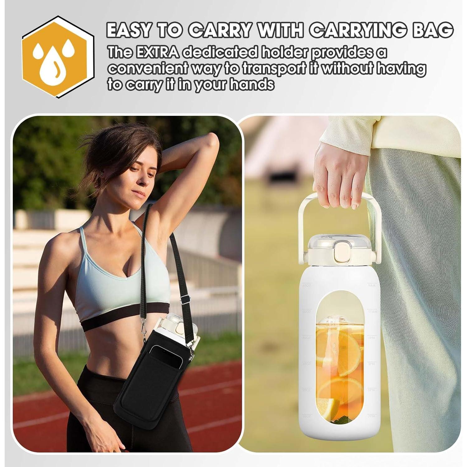 Botella de Agua de Vidrio OxyFlask 64 oz con Soporte para Teléfono