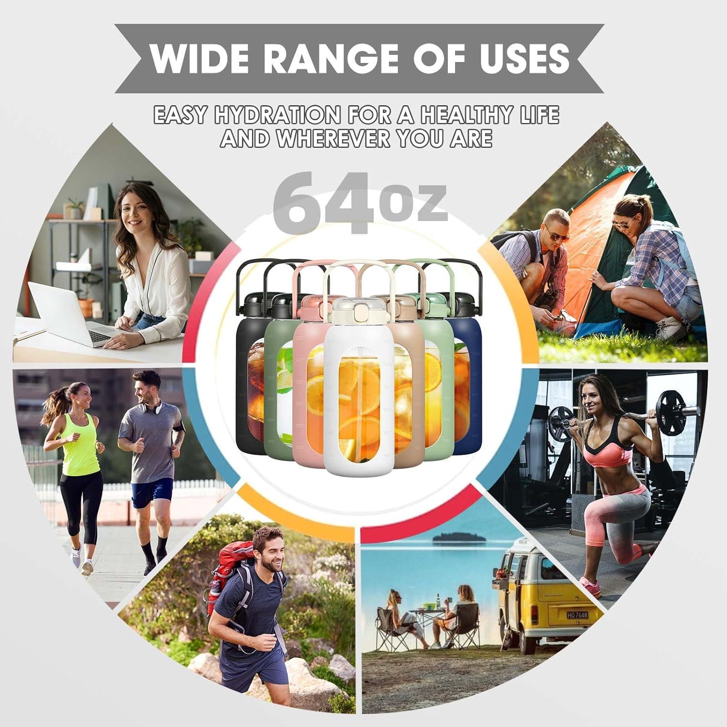 Botella de Agua de Vidrio OxyFlask 64 oz con Soporte para Teléfono