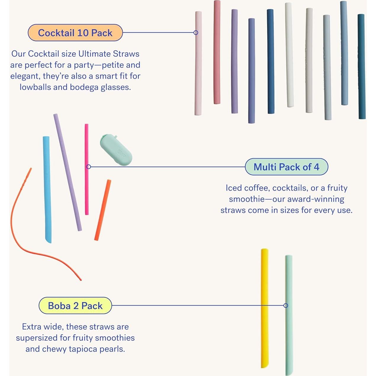 Popotes de Silicona Reutilizables GIR - Set de 4 Longitudes Maui
