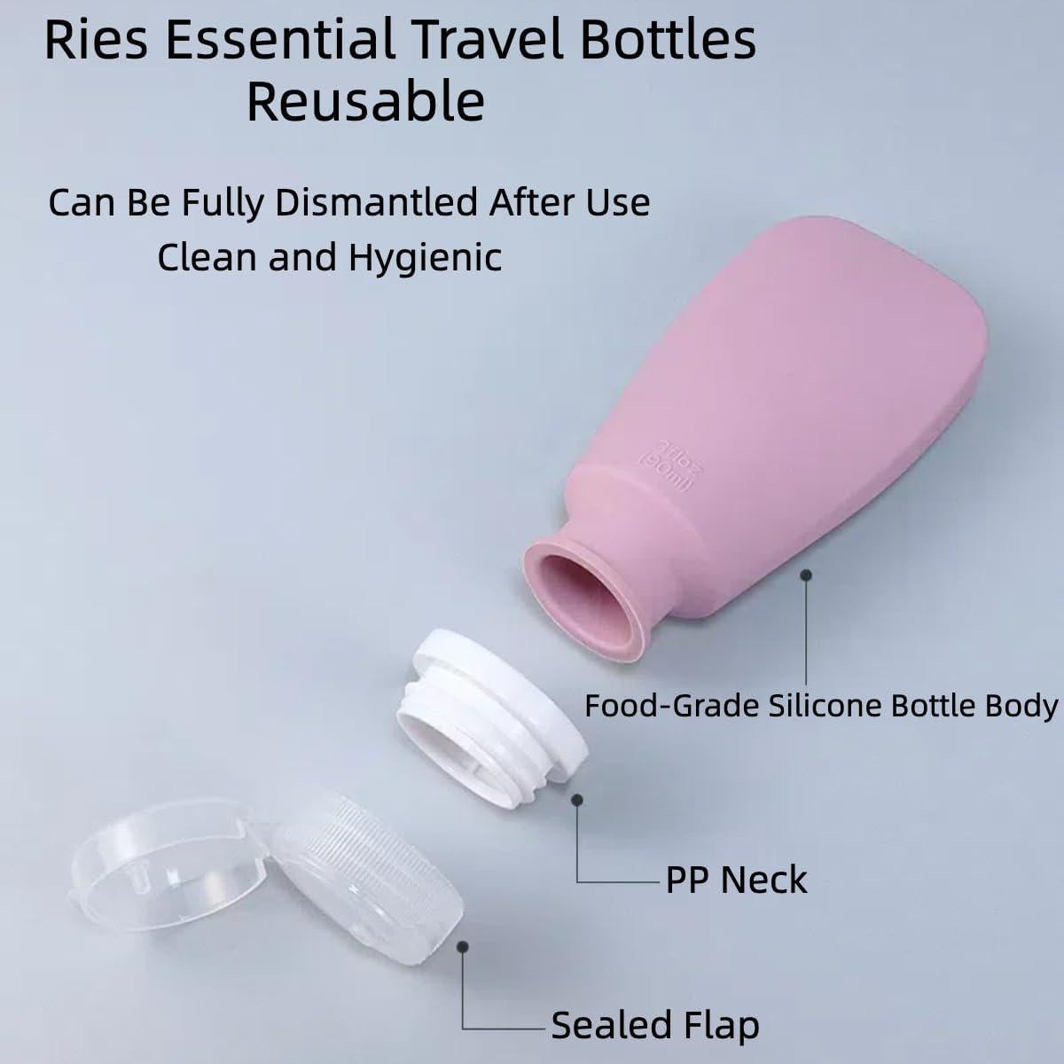 4 Botellas de Silicona para Viaje xincx 60ml A Prueba de Fugas