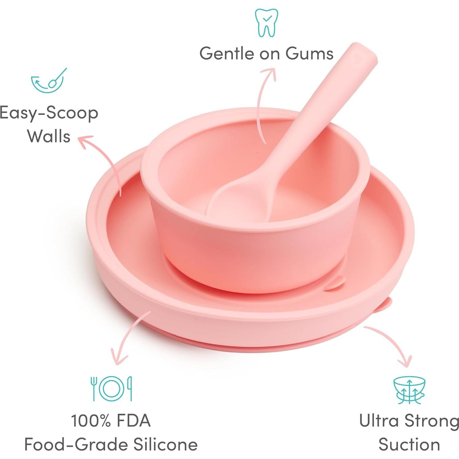 Juego de Alimentación Munchkin Silicona Coral 3 Piezas