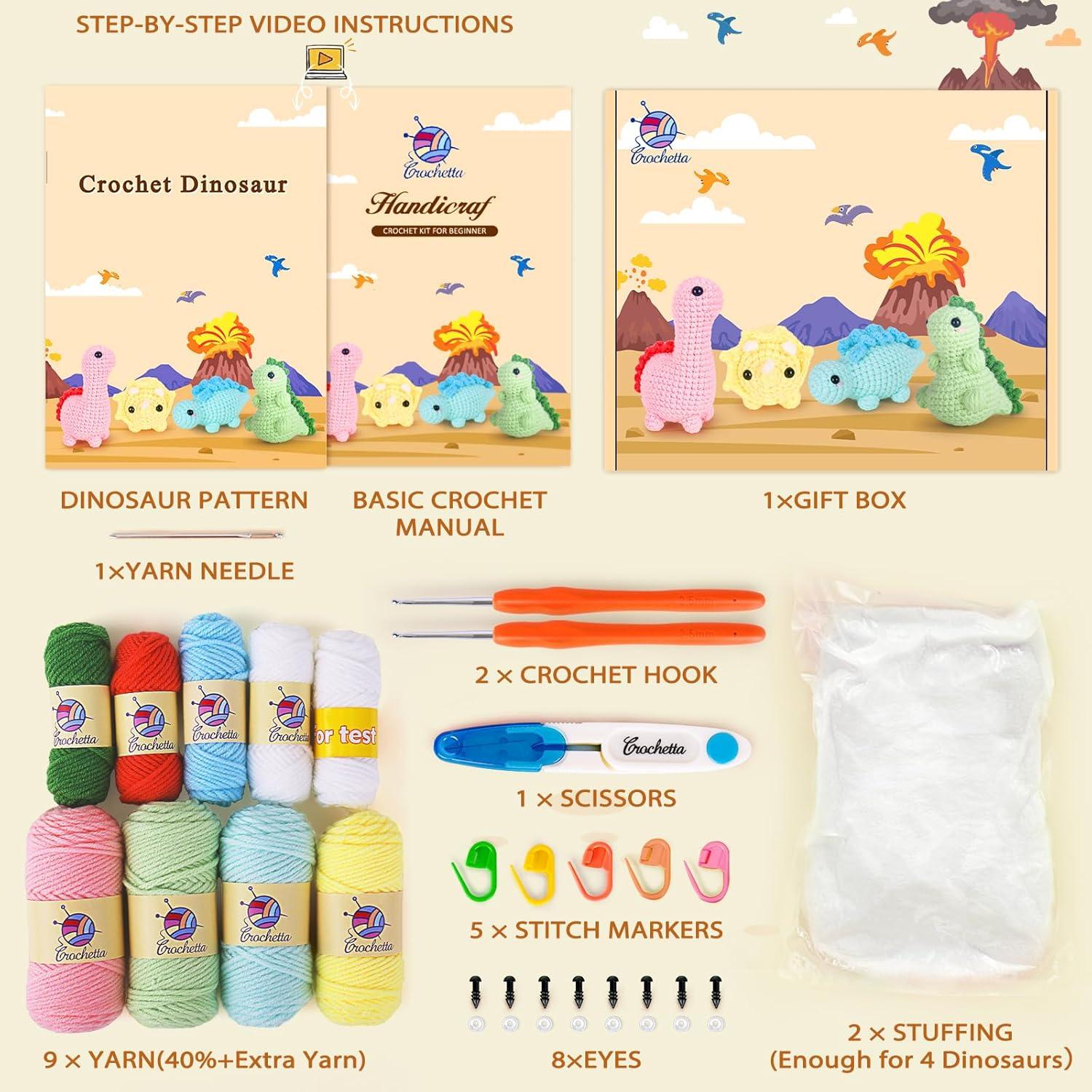 Kit de Crochet Dinosaurios Crochetta para Principiantes - 29 Piezas