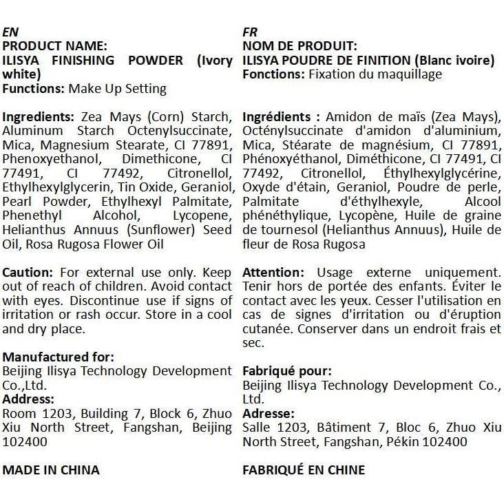 Polvo Fijador ILISYA 8g Marfil Claro Acabado Mate Impermeable