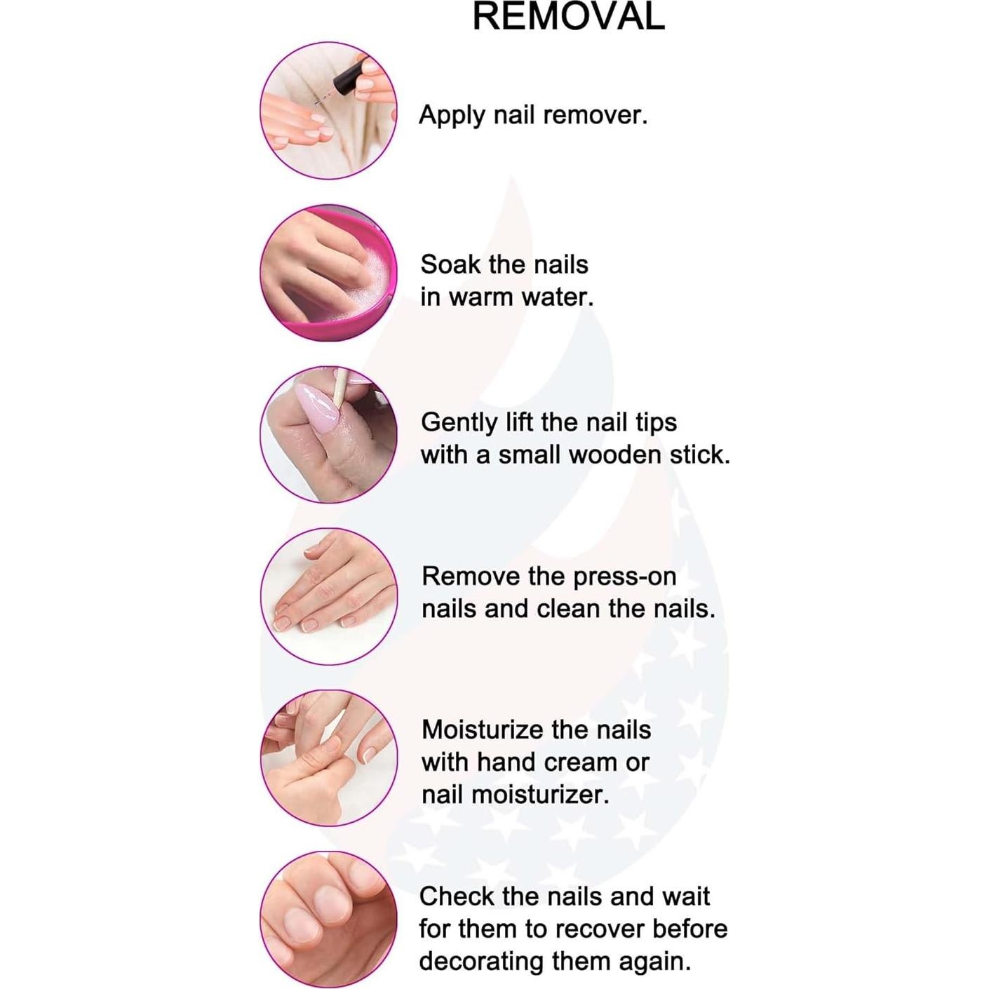 Uñas Postizas Cuadradas XL Gleamrain Rosa Punta Francesa 24 Pzas