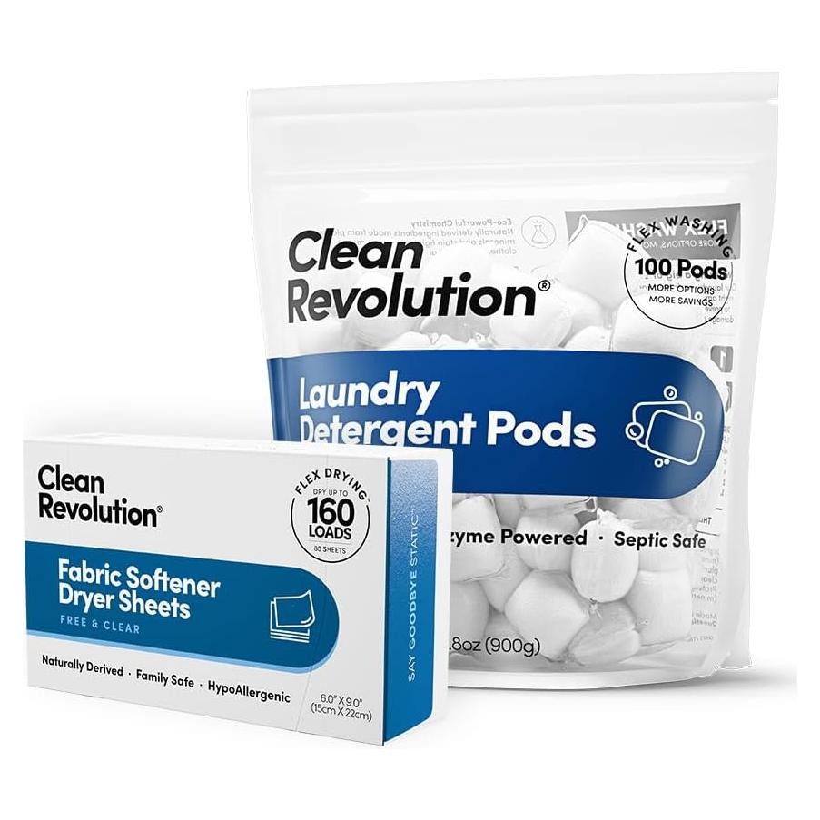 Cápsulas de Lavandería Clean Revolution 100% Naturales 100 Unidades