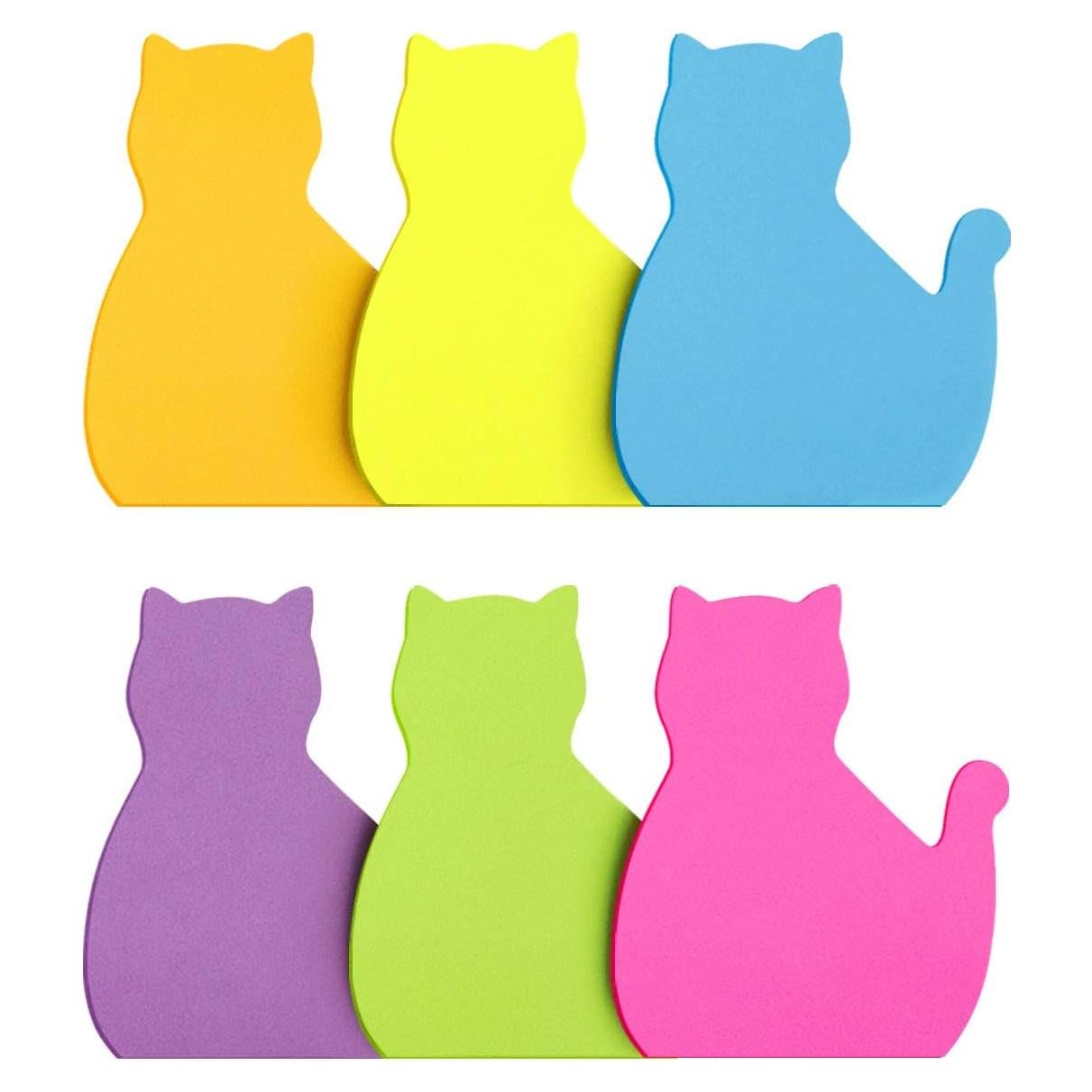 Notas Adhesivas SIMONA en Forma de Gato 6 Colores 75 Hojas