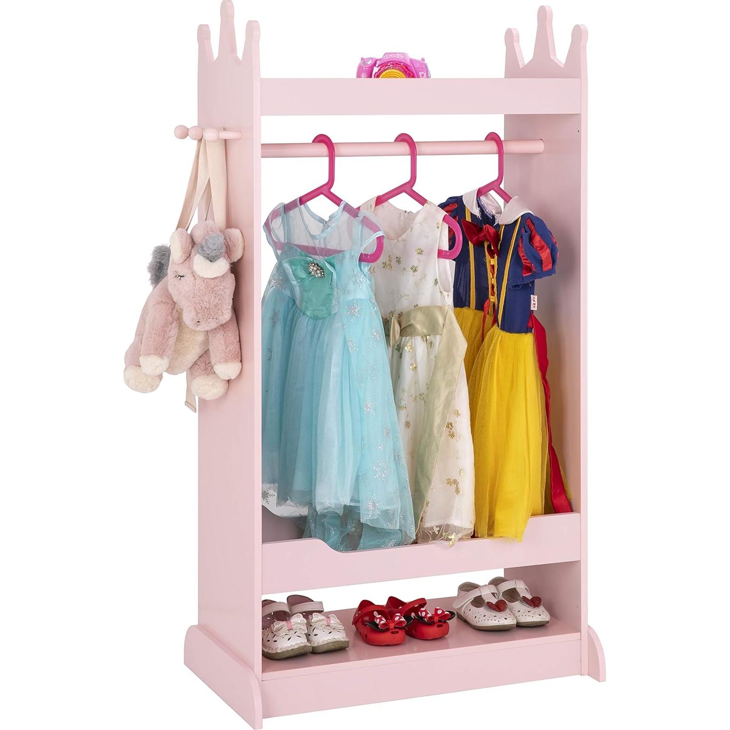 Armario de Disfraces para Niños UTEX Rosa con Espejo 62.3x38x115 cm
