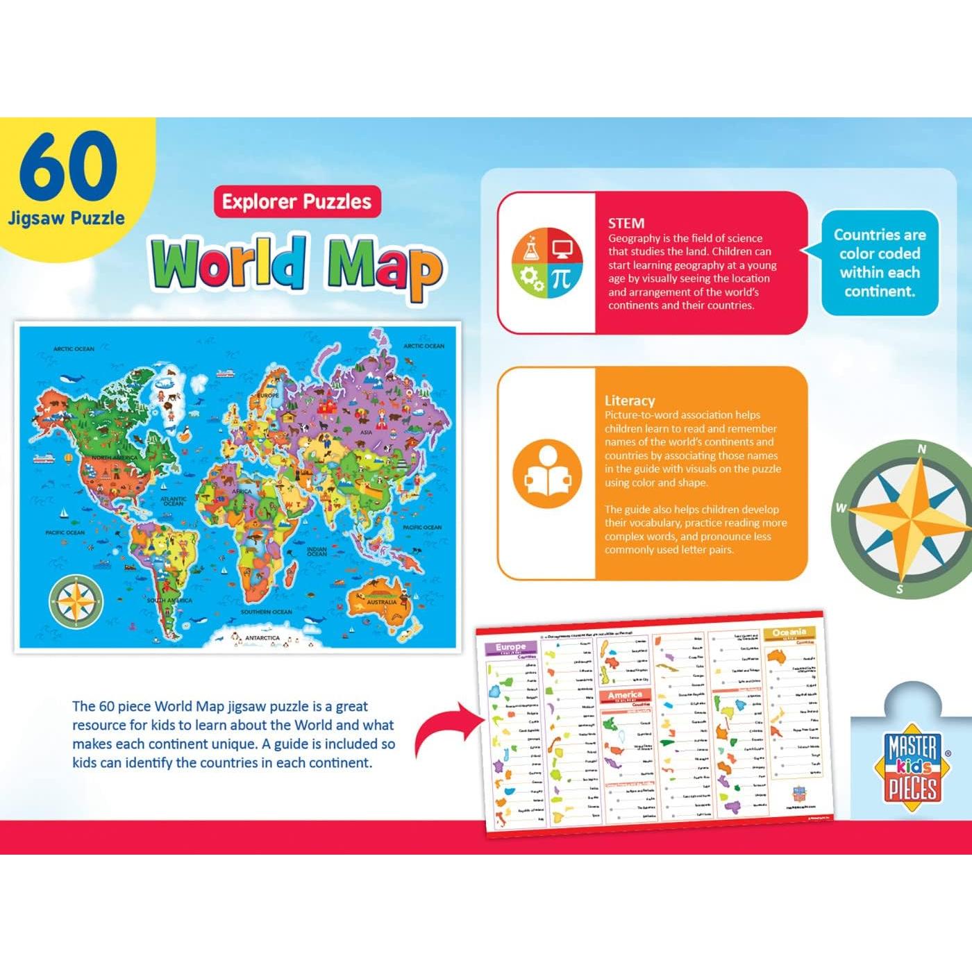 Rompecabezas Educativo MasterPieces 60 Piezas Mapa del Mundo