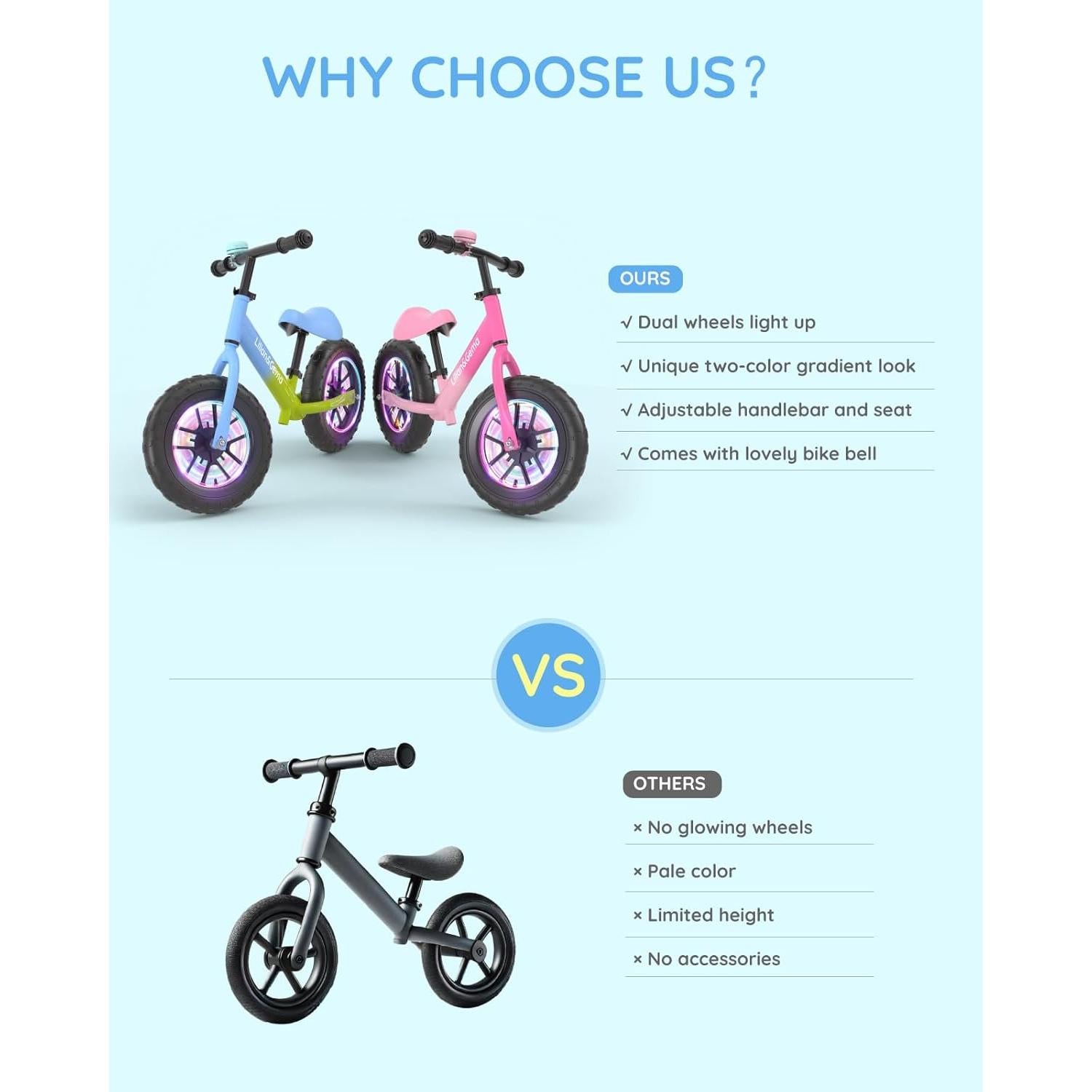 Bicicleta de Equilibrio Lilian&Gema Azul con Rueda Luminosa