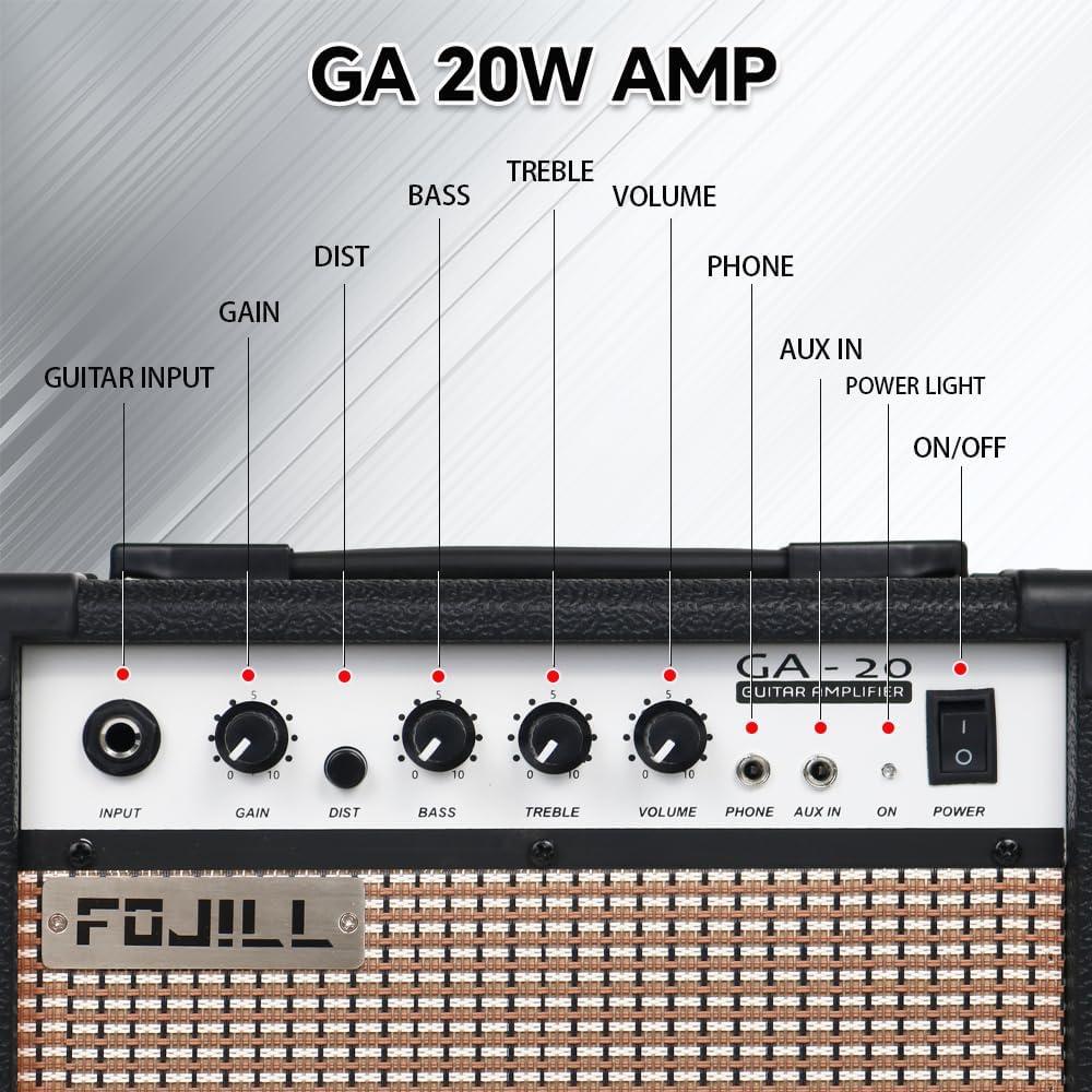 Amplificador de Guitarra Eléctrica Fojill GA-20 20W Portátil Negro