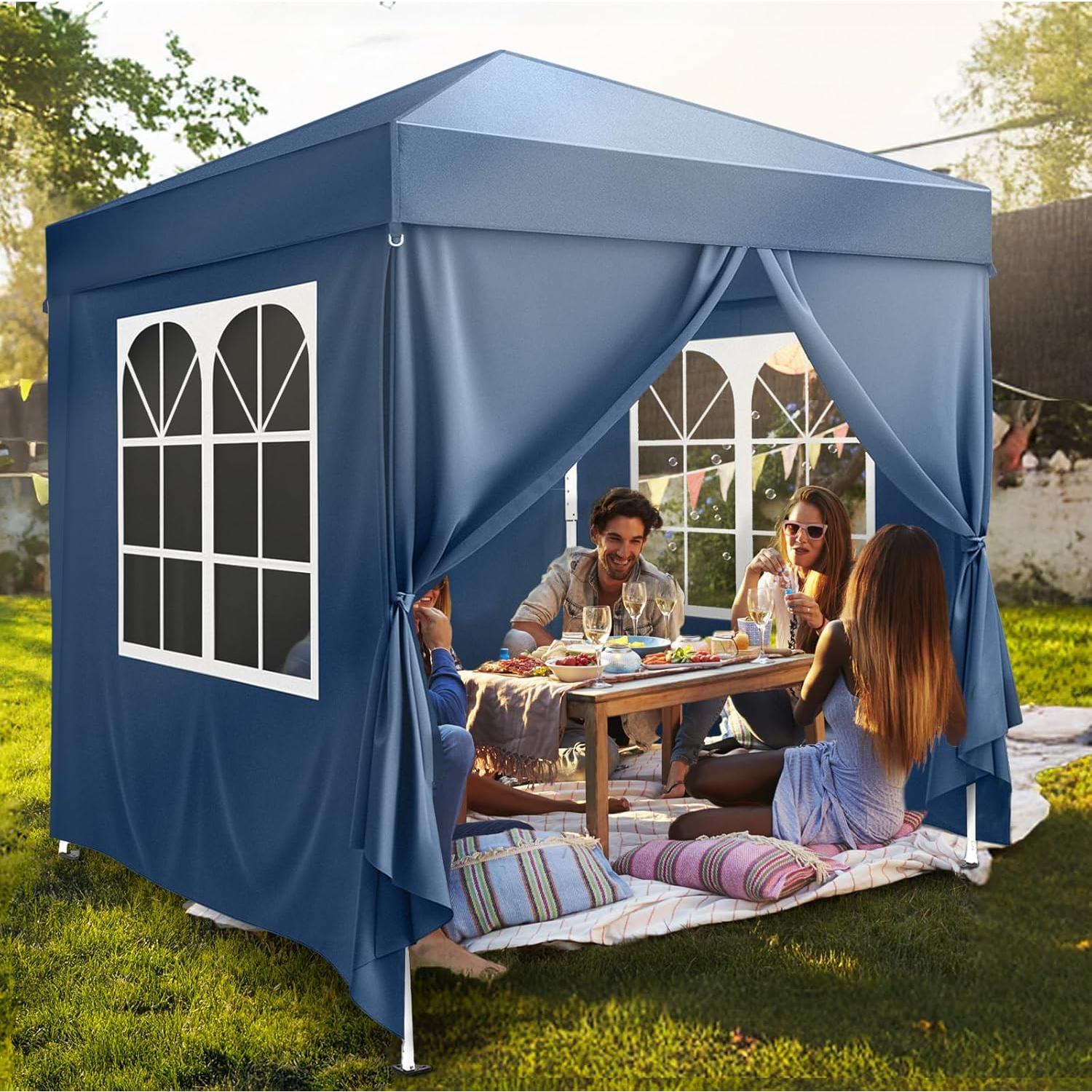 Carpa Pop Up Kshioe 2x2m Impermeable Azul con Ventanas