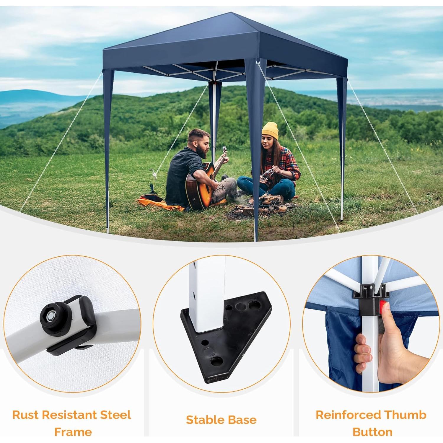 Carpa Pop Up Kshioe 2x2m Impermeable Azul con Ventanas