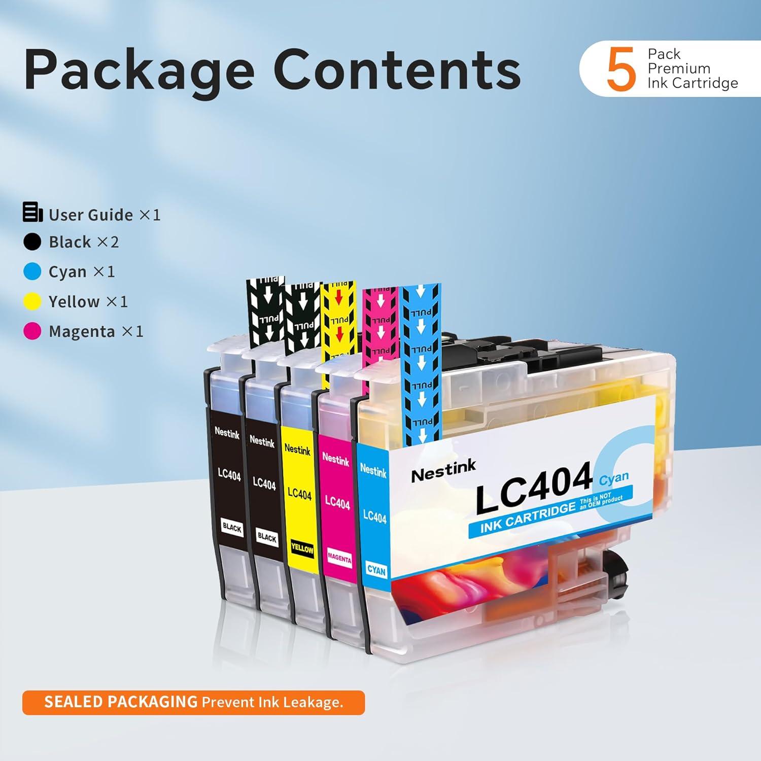 Cartuchos de Tinta Compatibles Brother LC404 - 5 Piezas