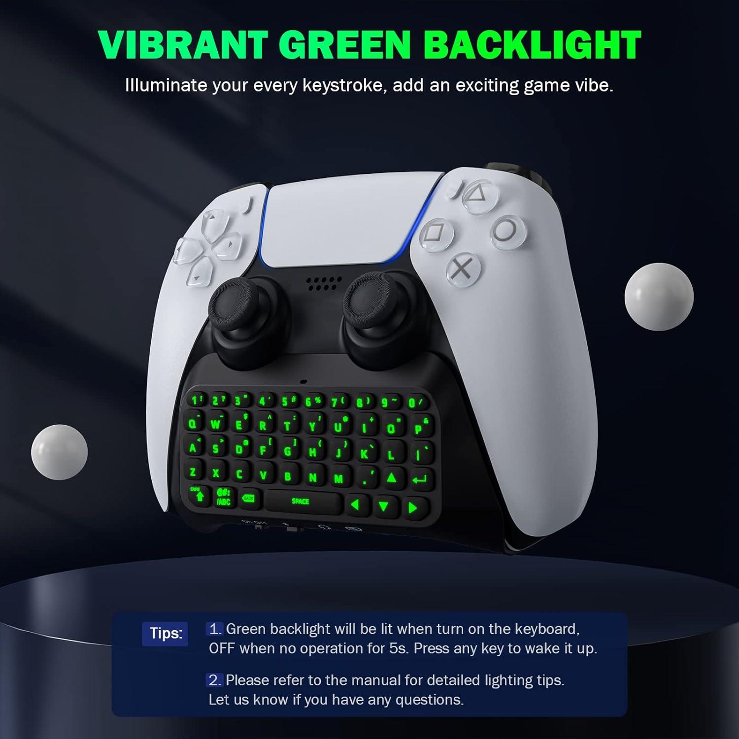 Teclado MoKo para PS5 Inalámbrico con Retroiluminación Verde