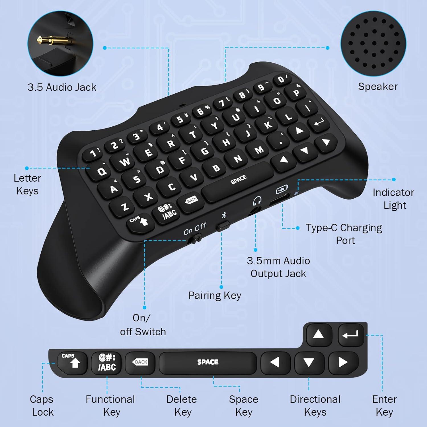 Teclado MoKo para PS5 Inalámbrico con Retroiluminación Verde