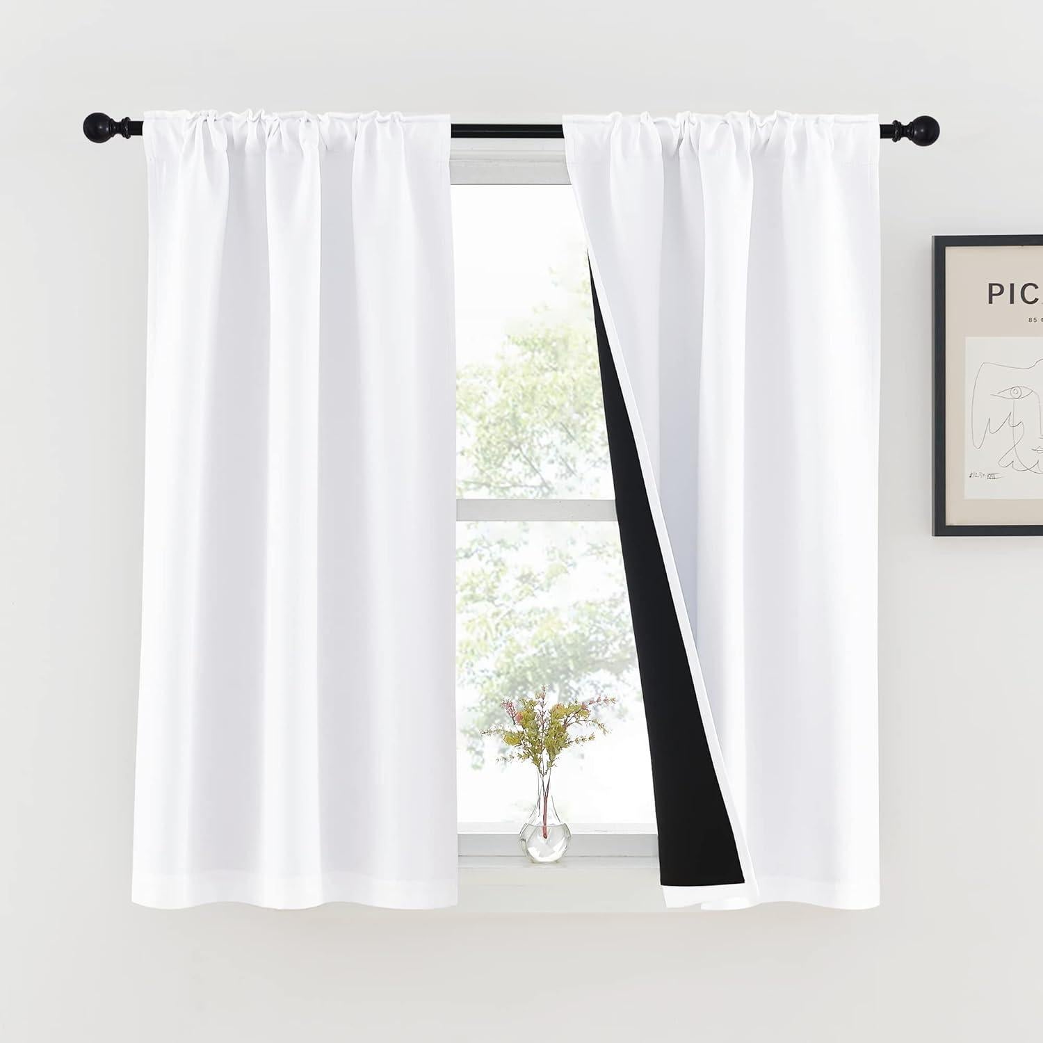 Cortinas Opacas NICETOWN 2 Piezas 94x114.3 cm Blancas