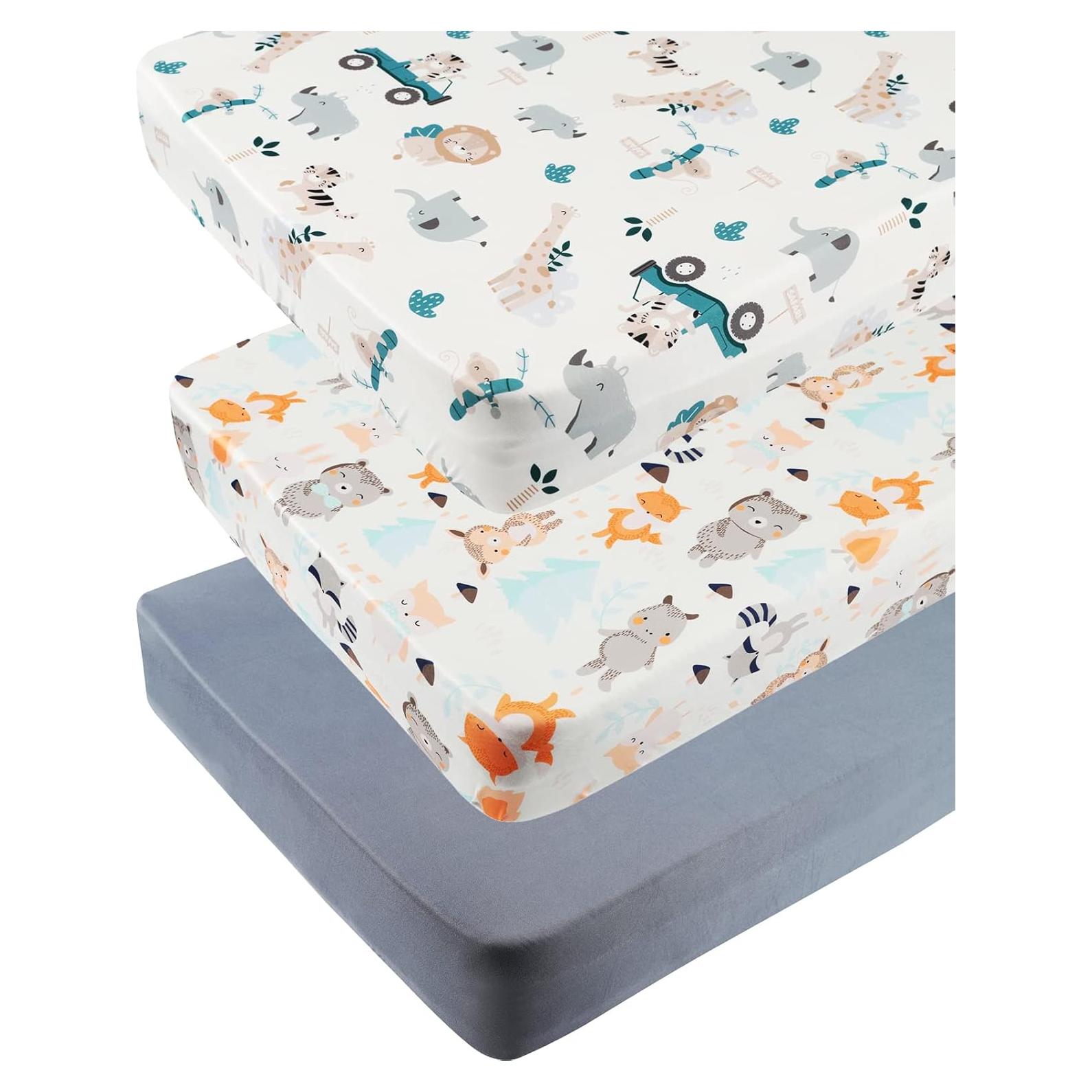 Juego de Sábanas Ajustables Tontukatu para Cuna Mini 3 Piezas