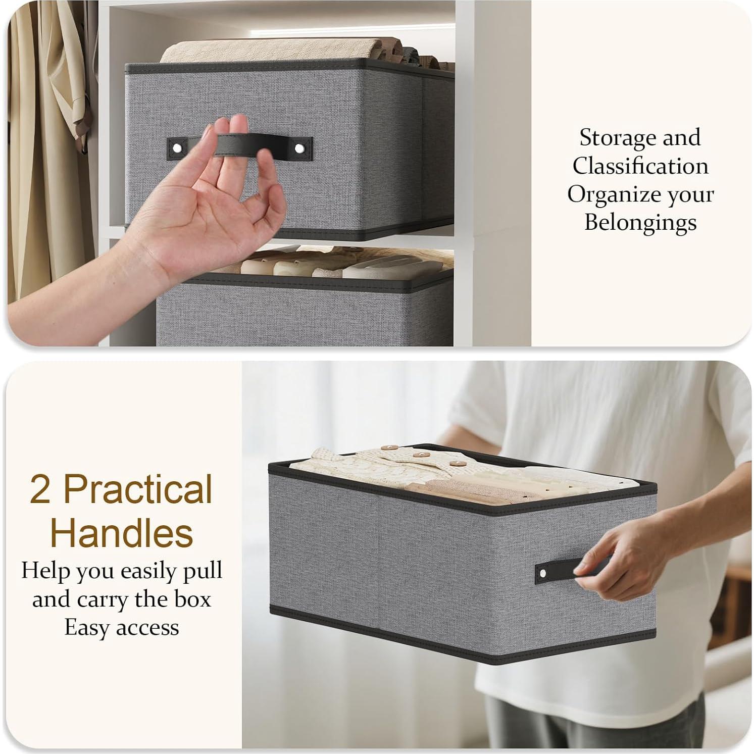 Caja de Almacenamiento Plegable YheenLf 2 Paquete 47x28x20cm Gris