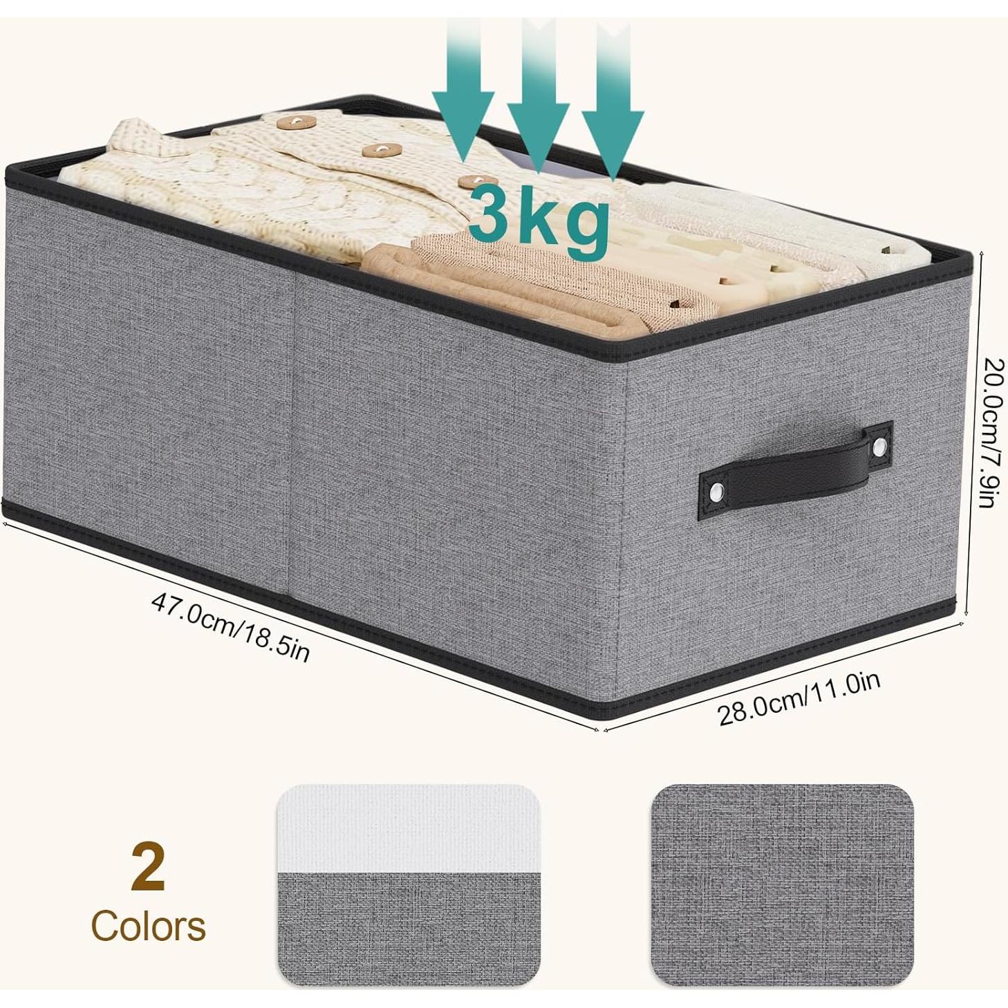 Caja de Almacenamiento Plegable YheenLf 2 Paquete 47x28x20cm Gris