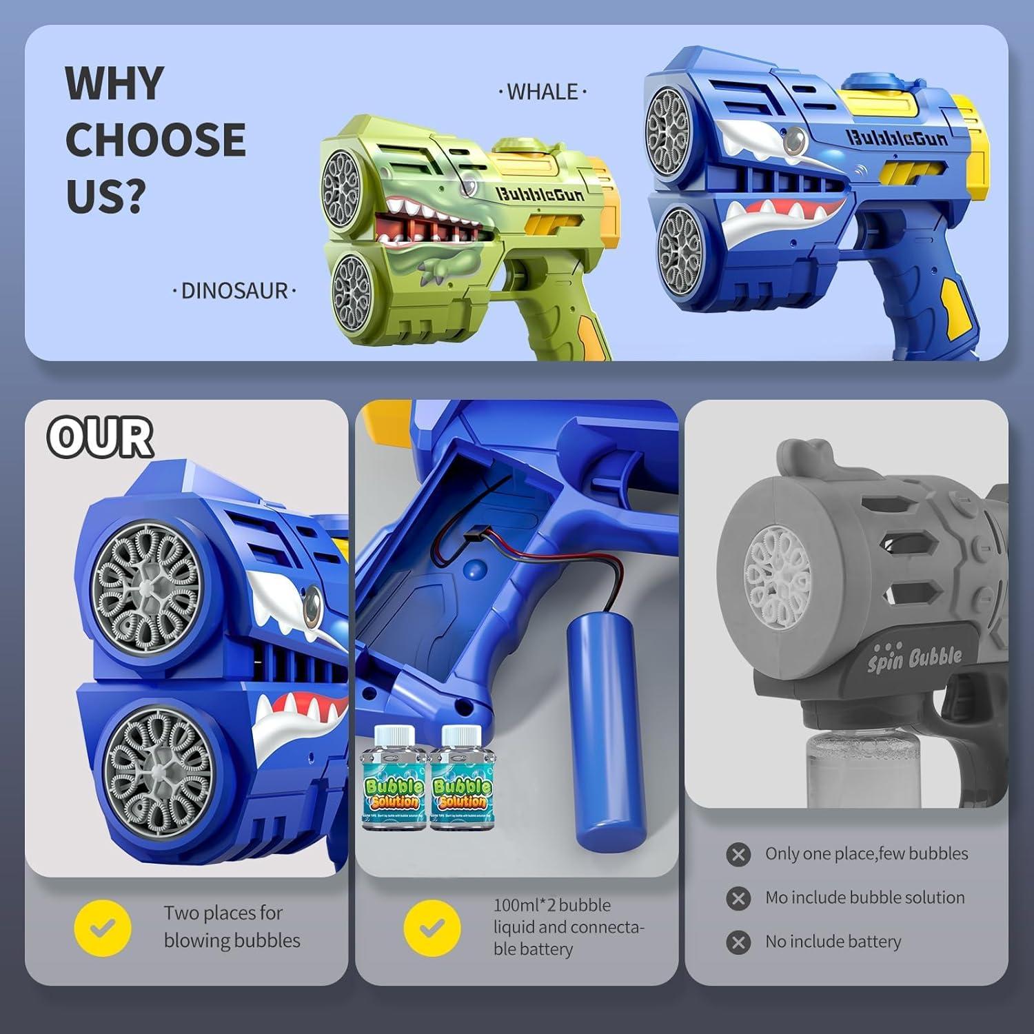 Pistola de Burbujas Jasny Tiburón Azul LED Recargable