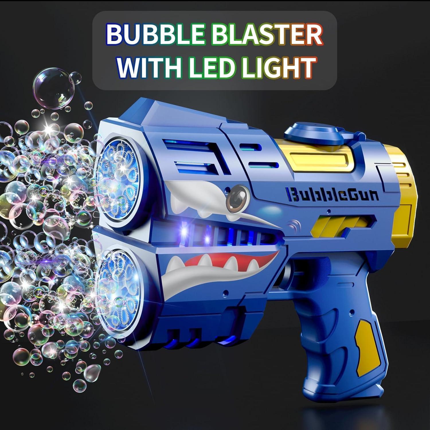Pistola de Burbujas Jasny Tiburón Azul LED Recargable