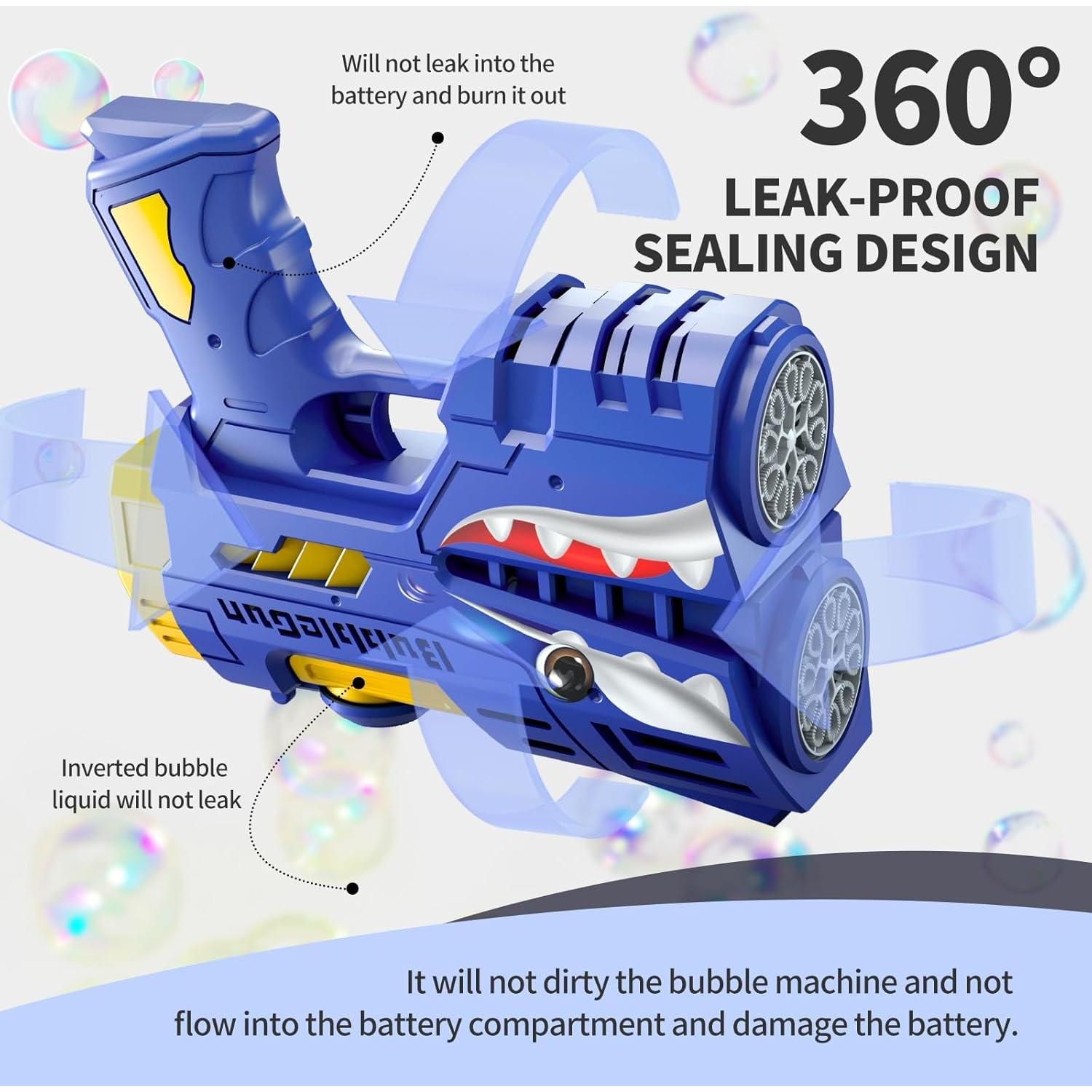 Pistola de Burbujas Jasny Tiburón Azul LED Recargable