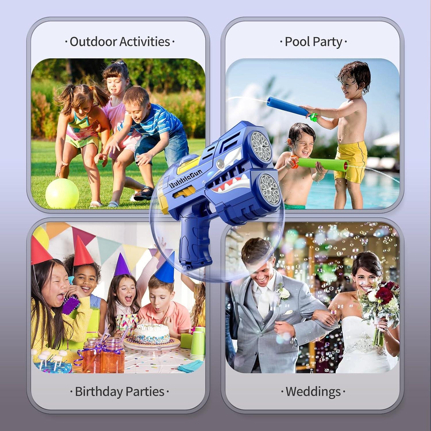 Pistola de Burbujas Jasny Tiburón Azul LED Recargable