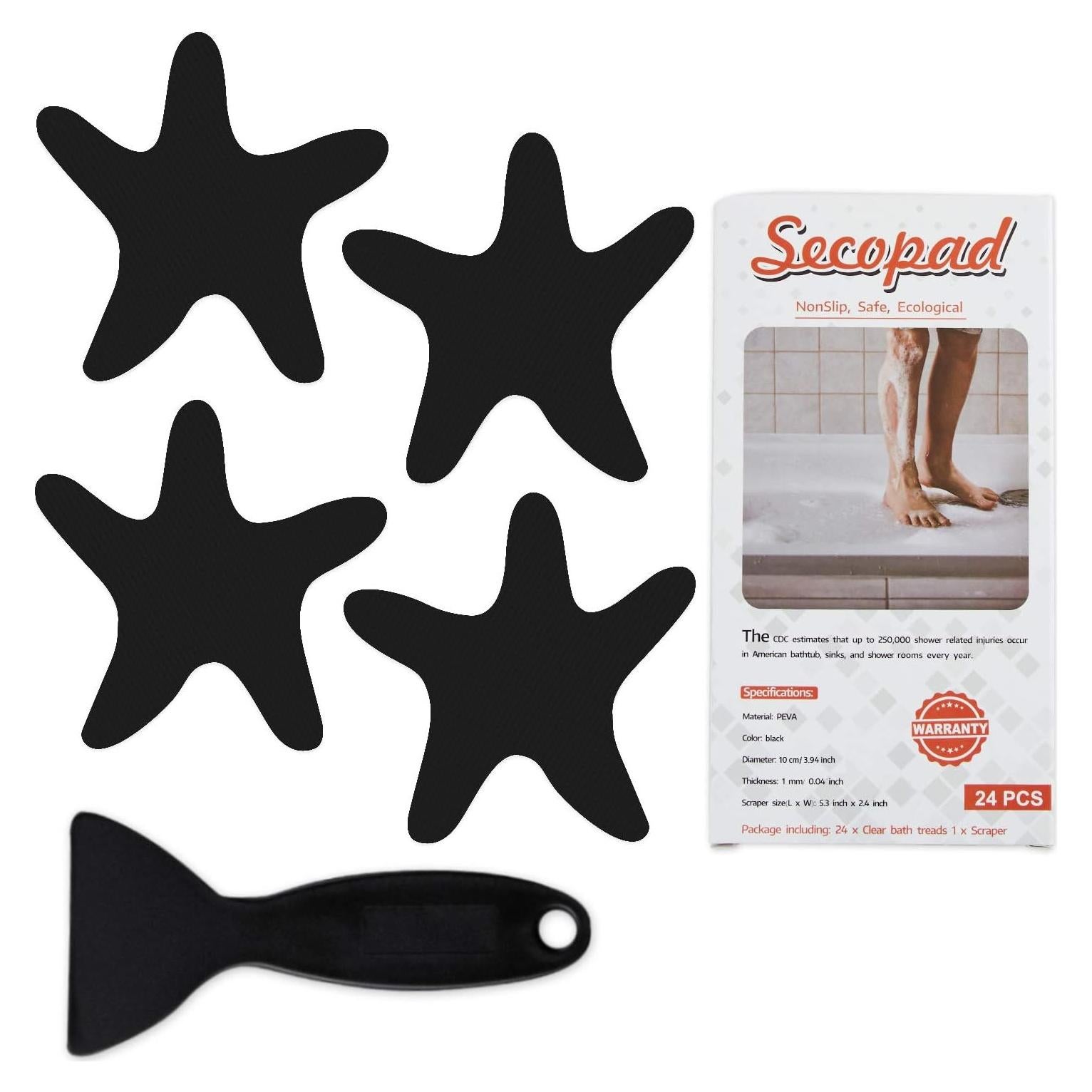 Pegatinas Antideslizantes Secopad 24 Piezas Negro 8.13 cm