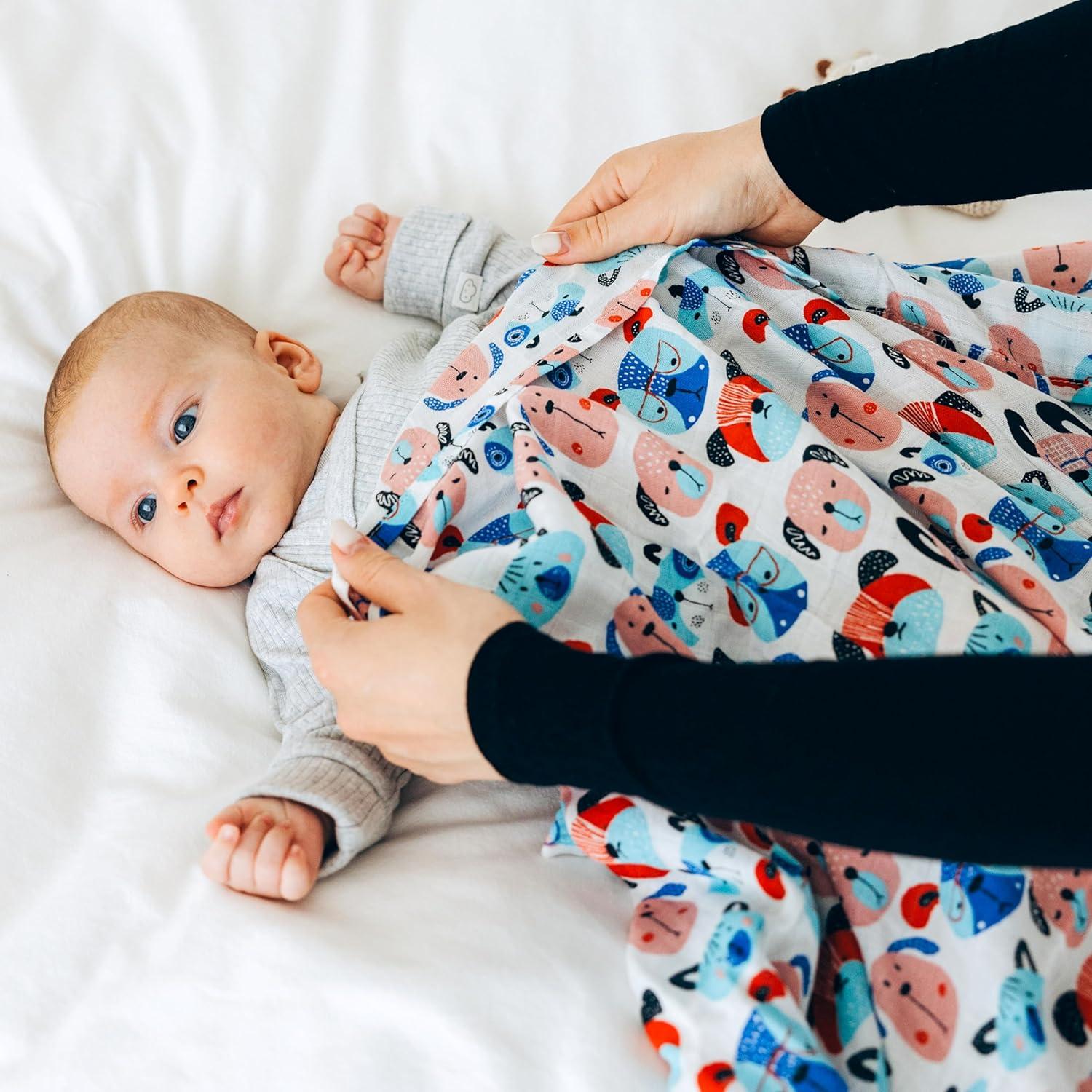 Manta de Muselina para Bebé Roo y Bear 120x120 cm 2 Piezas Perros