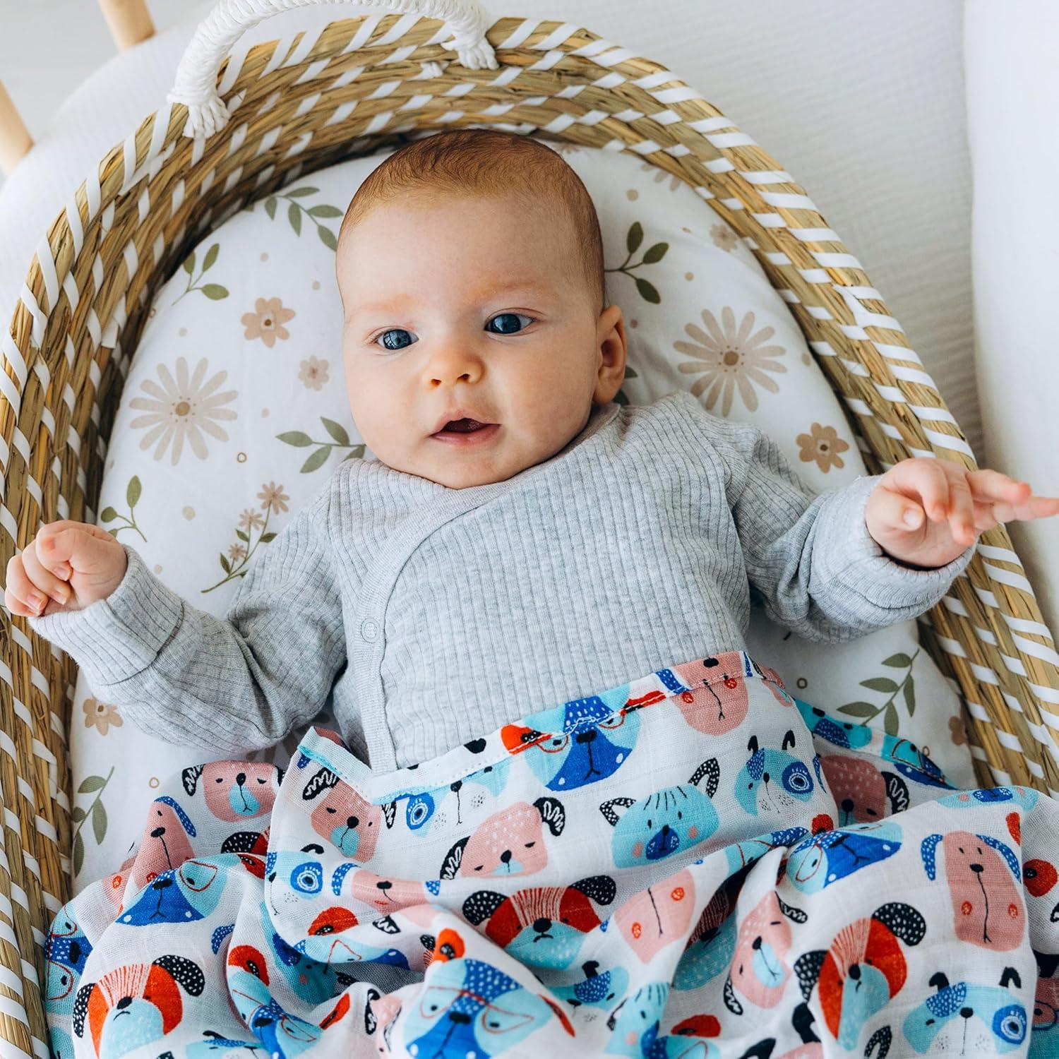 Manta de Muselina para Bebé Roo y Bear 120x120 cm 2 Piezas Perros