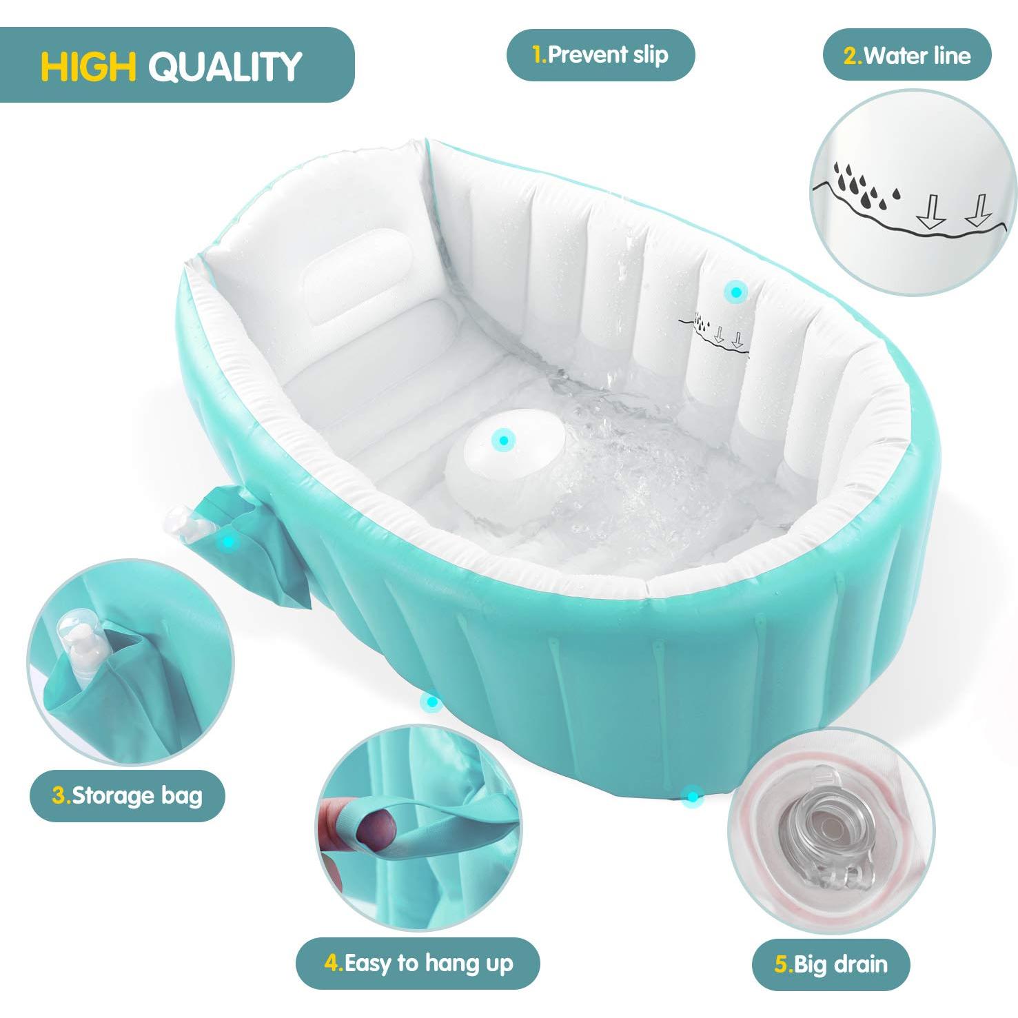 Bañera Inflable para Bebés EZYCOK Verde 98x63cm