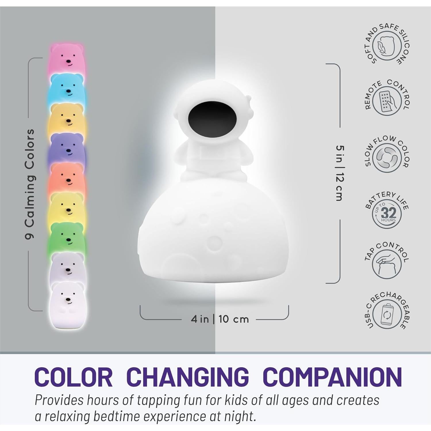 Luz Nocturna Lumipets Junior Astronaut Silicona 9 Colores