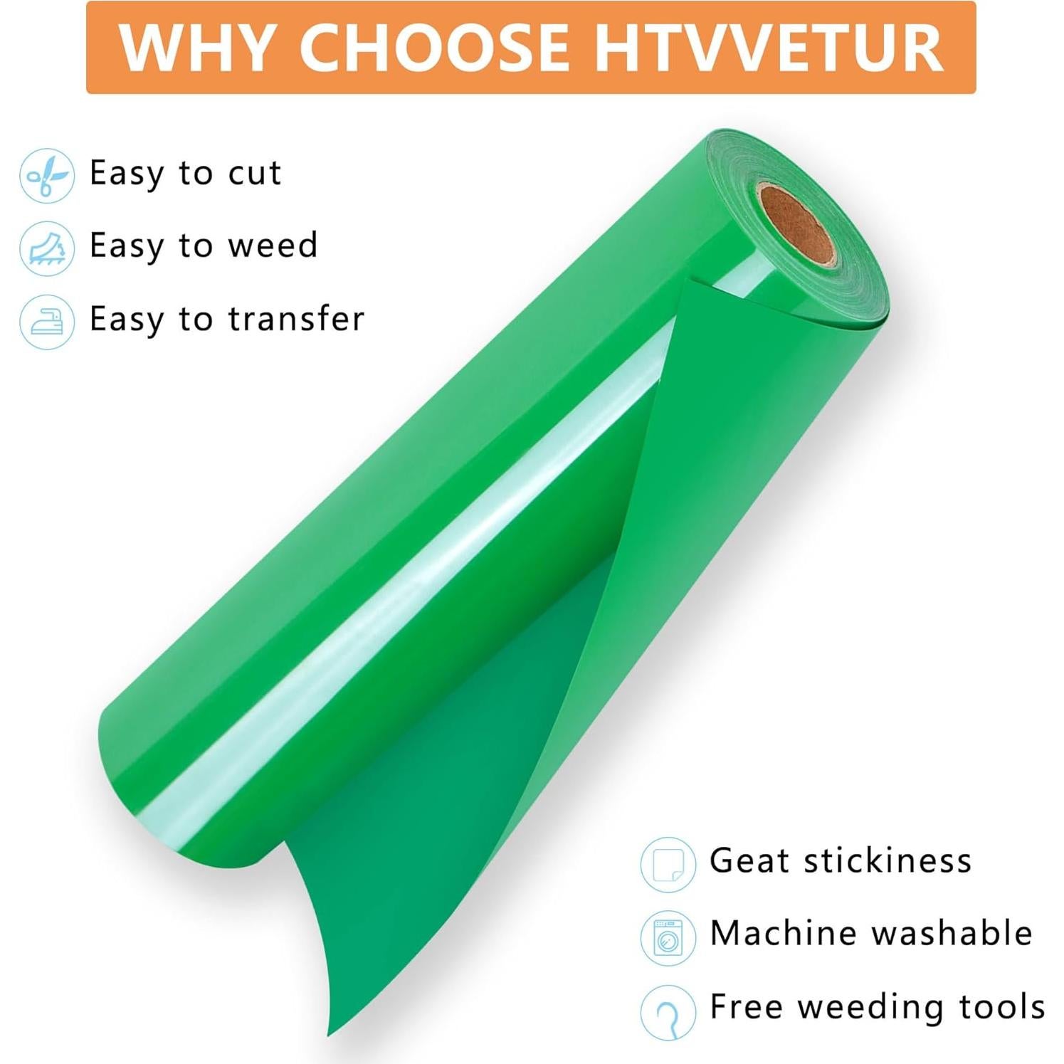 Vinilo de Transferencia de Calor HTV Verde Manzana 10.67m para Camisetas